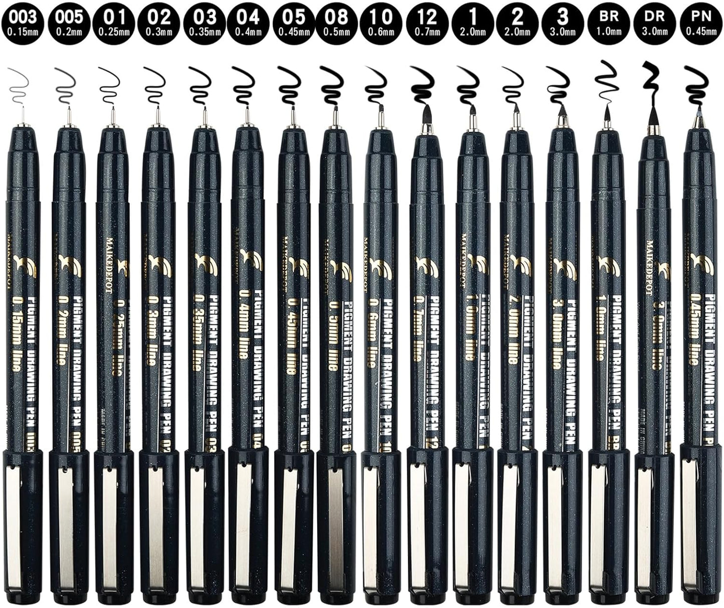 Micro Fineliner Drawing Art Pens Calligraphy Pens for Artist Drawing Supplies, 16 Set Waterproof Black Ink Pens for Sketching,Technical Drawing
