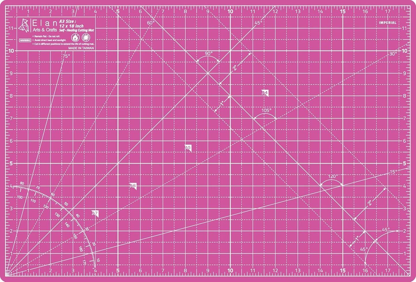 Elan Cutting Mat A3 Pink & Purple, Self Healing Cutting Mat 12x18 Inch, 5-Ply Craft Board Pink, Hobby Board for Crafts 12x18 Inch