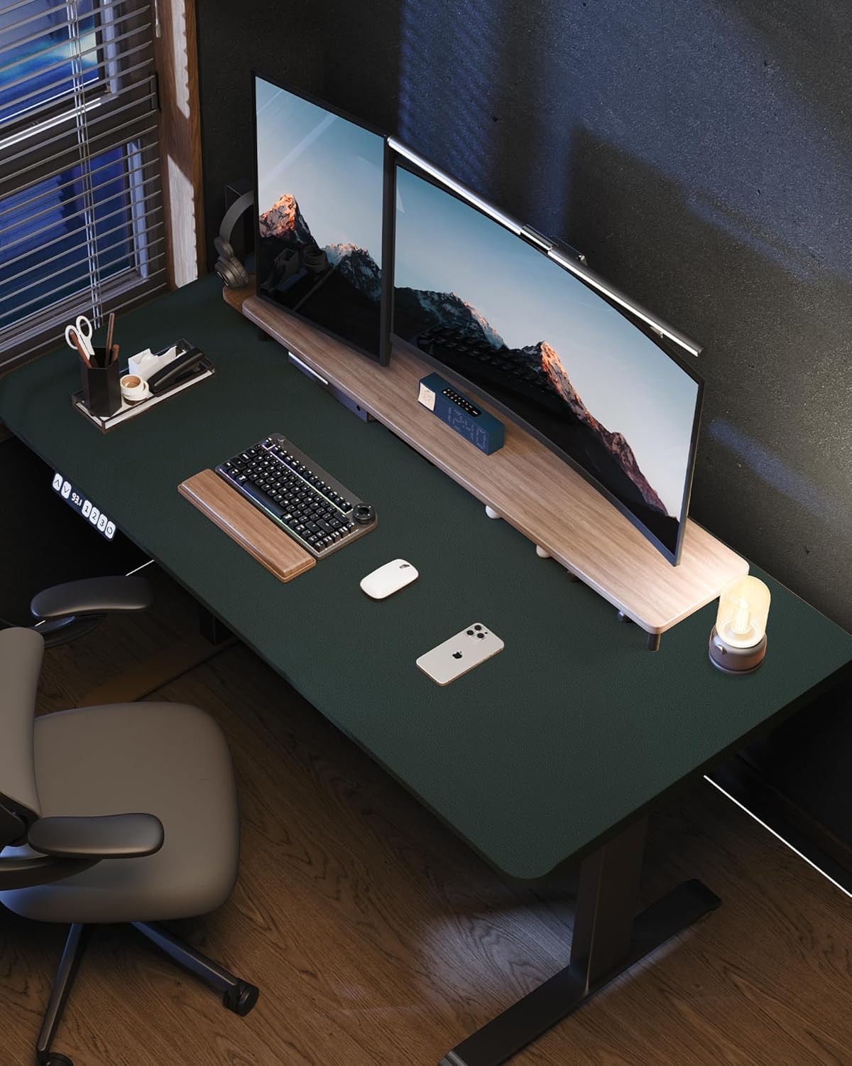 Extra Large Desk Mat - 63"x 17" Non-Slip Desk Pad for Office and Home - Ideal for Large Mouse Pad and Desk Mats on Top of Desks(Dark Green)