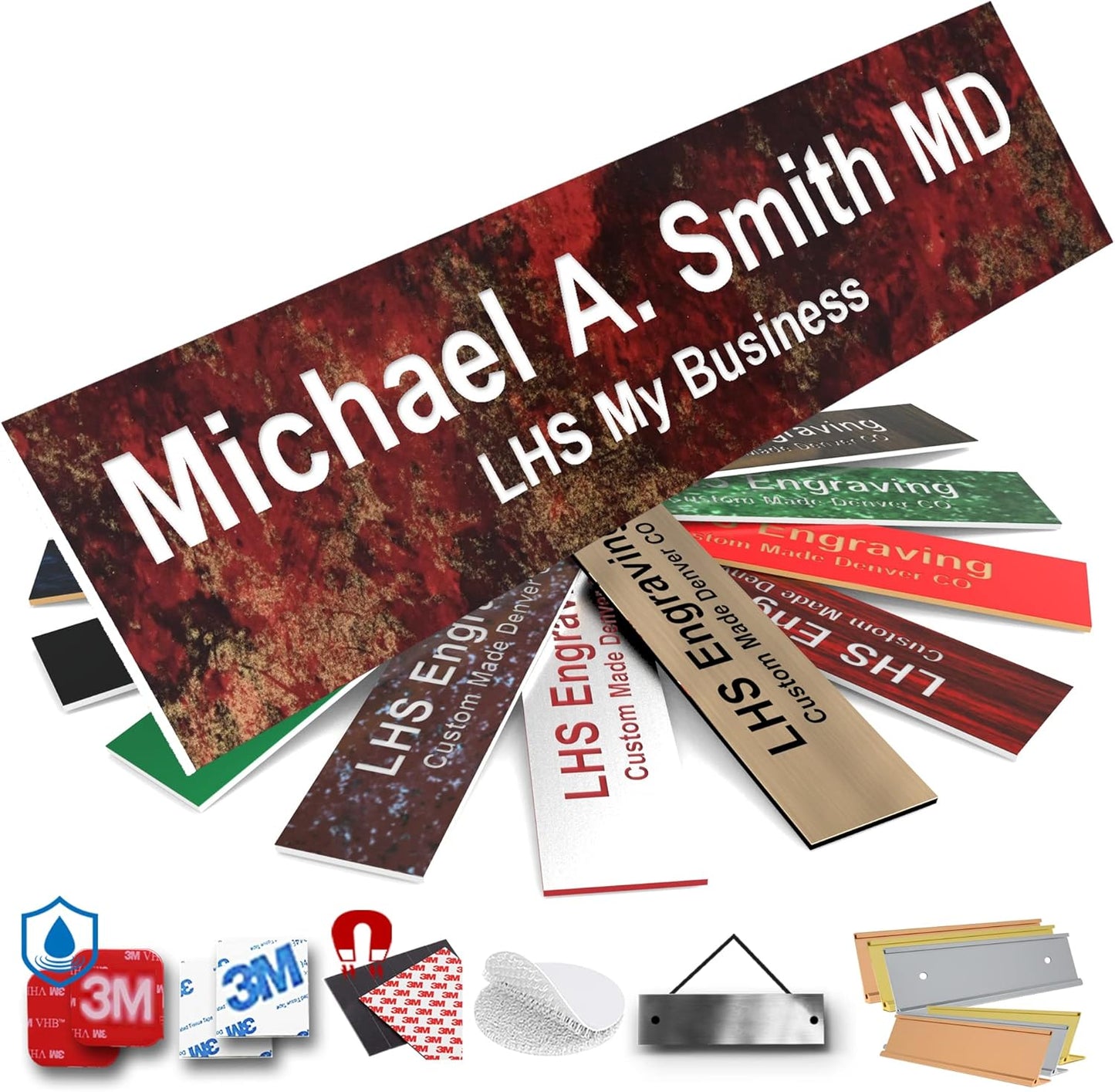 Engraved Door Signs for Office Personalized Rustico Granite Plastic Door Plaque White Letters - Made in USA 2x6 S2