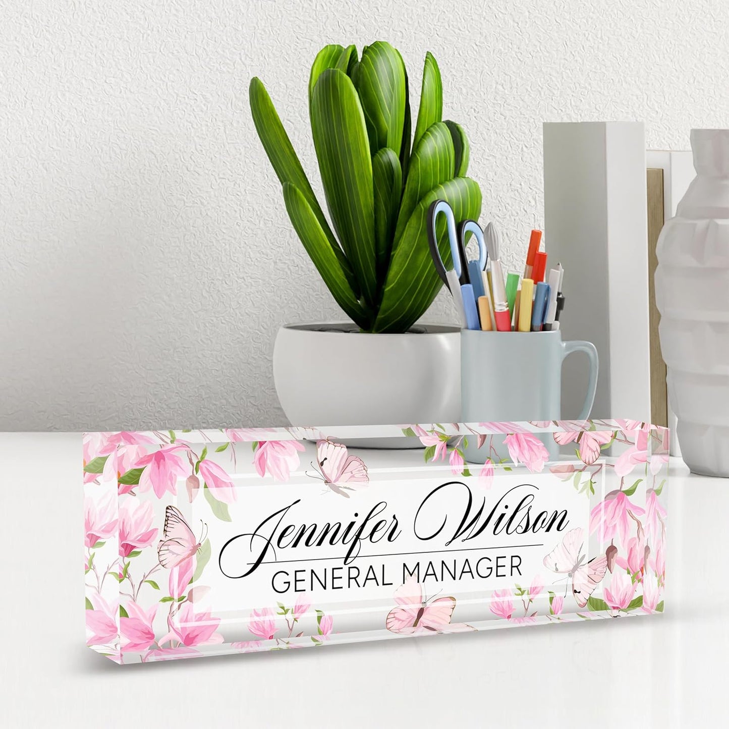Desk Name Plate Personalized, Personalized Name Plate for Desk, Custom Office Desk Decor The Office Gifts for Women Men, Acrylic Desk Accessories Employee Appreciation Gifts for Boss, Manager, Teacher