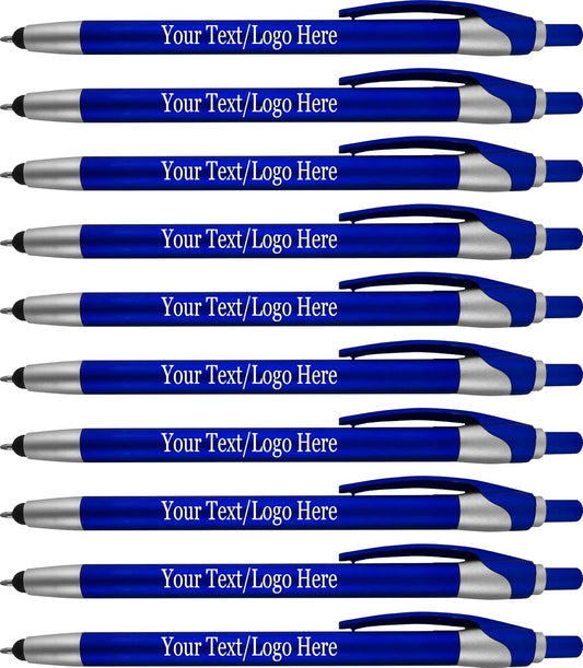 Personalized With your Custom Logo or Text Pens-Pack of 450- for Marketing, Parties, and Events, 2 in 1 Capacitive Stylus & Ballpoint Pen Compatible With Touchscreen Devices, Blue Ink, Blue Pens