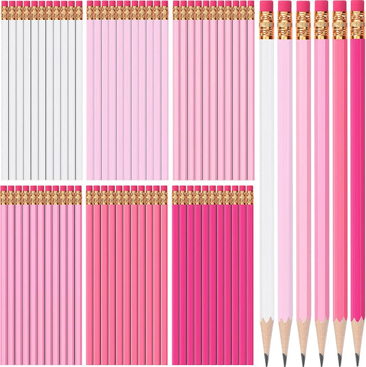 TecUnite 120 Pcs #2 HB Pencils with Eraser No 2 Unsharpened Wooden Hexagonal Pencils for Adults Gifts for School Exam art Learning Office Sketching(Pink Series)