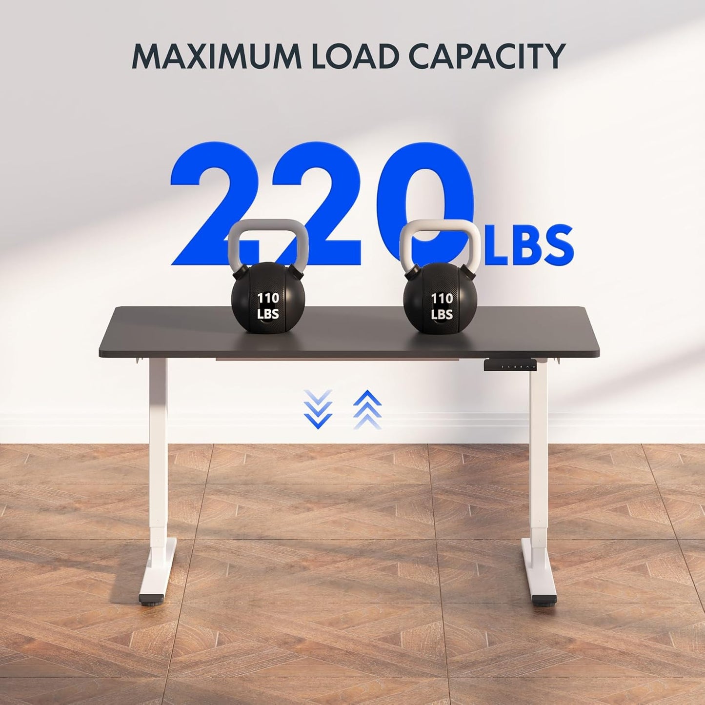 FLEXISPOT E6 Essential 3 Stages Dual Motor Electric Standing Desk 48x24 Inch Whole-Piece Board Height Adjustable Electric Sit Stand Desk(White Frame + Black Desktop, 2 Packages)