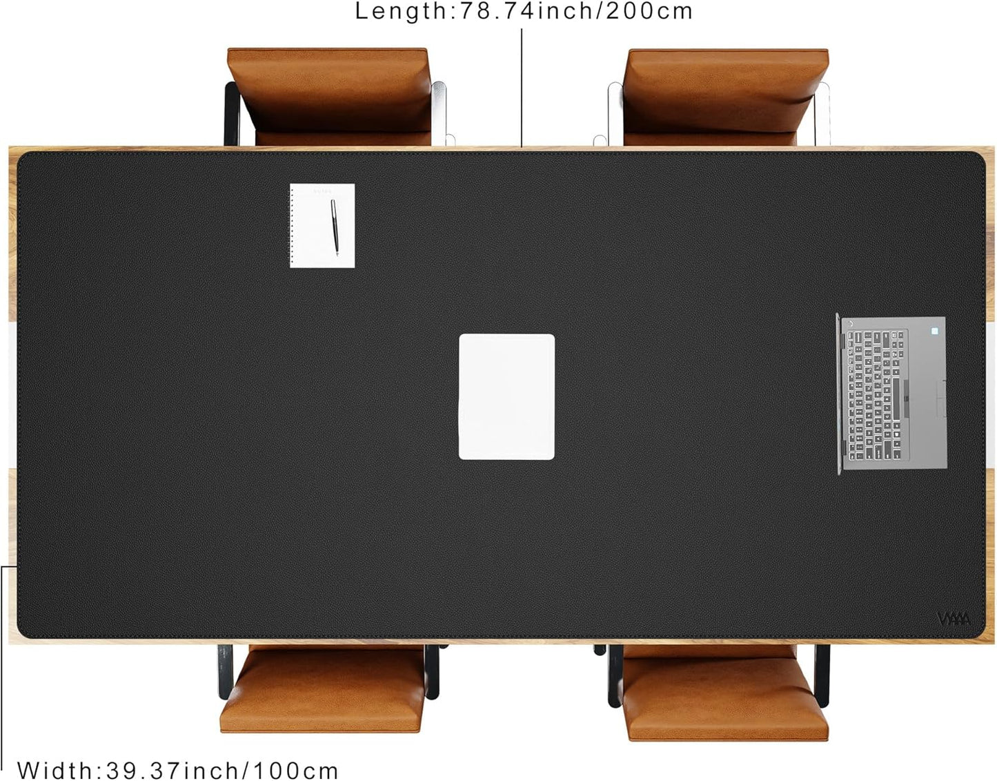 Vyaaa 78.7"x39.3" PU Leather Large Desk Mat (Black) - XXL Extended Mouse pad, Office Desk Protector, Non-Slip Computer Desk pad for Office, Gaming, Home