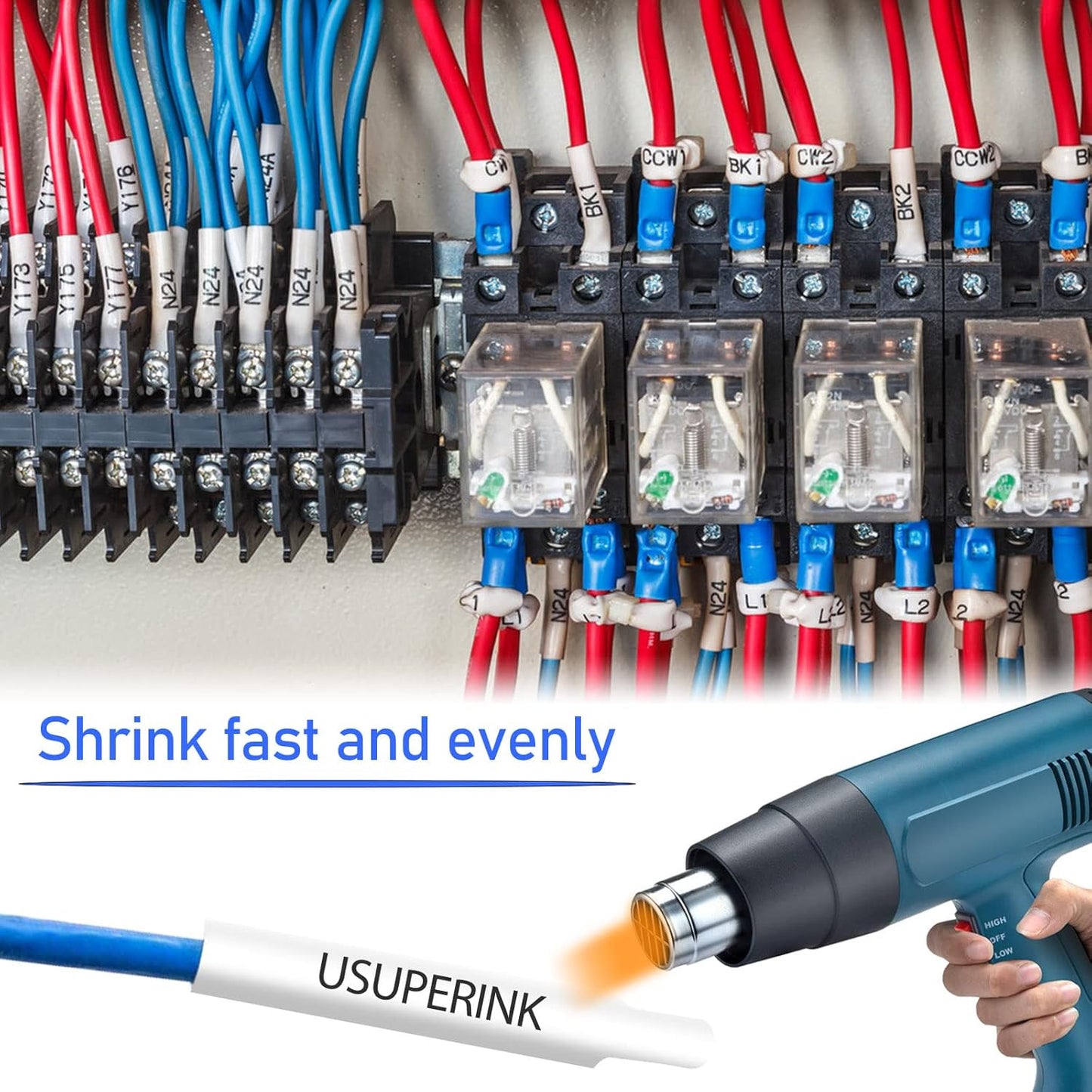 10PK Compatible for Ptouch HSe-211 HSe211 HS-211 HS211 Black on White 5.8mm 0.23'' Heat Shrink Tubing for Wire Cable for PT300 PT-300B PT310 PT310B PT320 Label Maker Tape