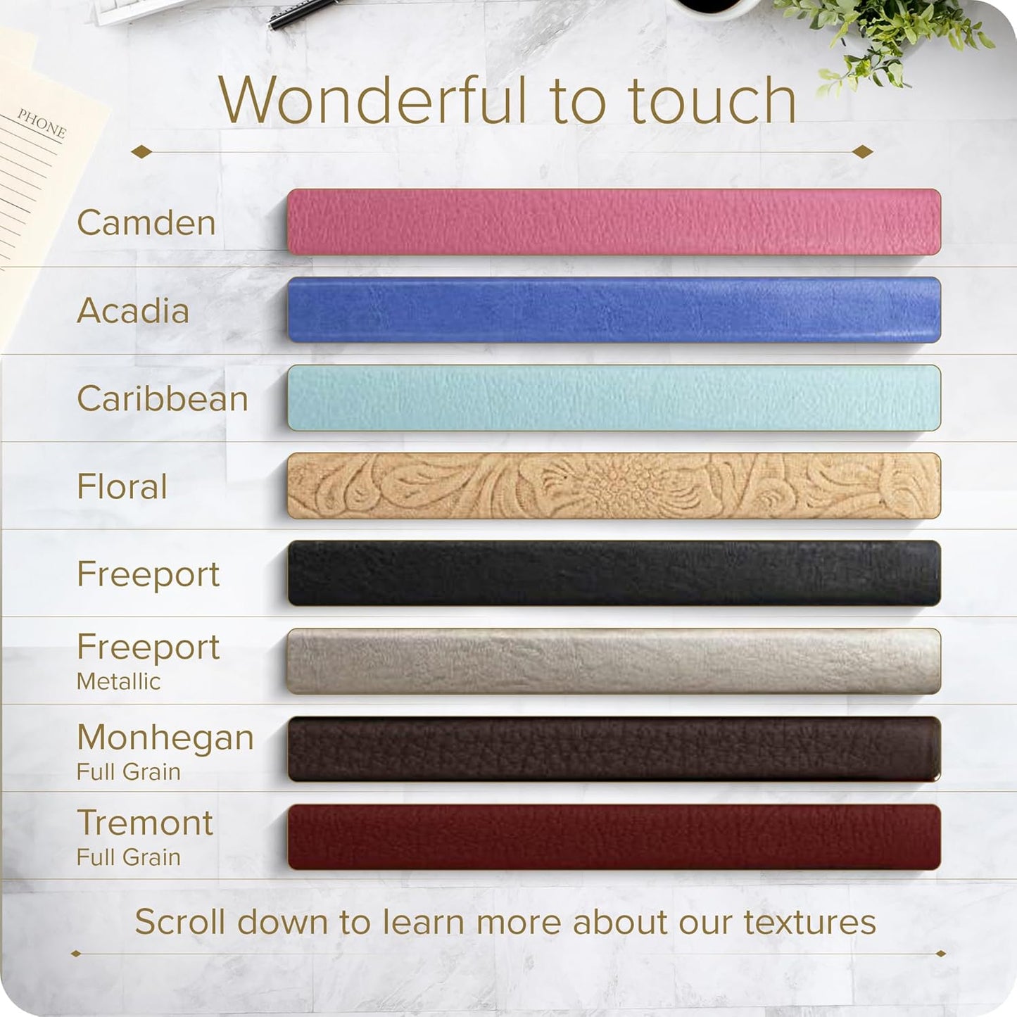 Gallery Leather Academic Planner 2025, Teacher and Student Weekly Monthly Planner, Elegantly Bound Calendar with Gold-Gilded Page Edges, 18 Months - Acadia Pool - 9 x 7 "