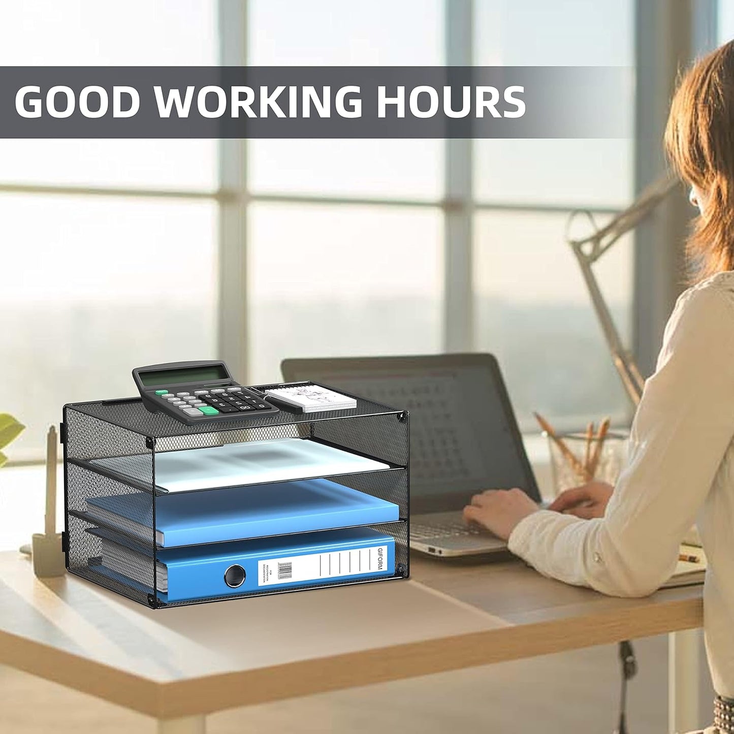 DALTACK 3 Tier Letter Tray Paper Organizer Mesh Metal Desk File Organizer for Home & Office Organization, 2 Pack Black