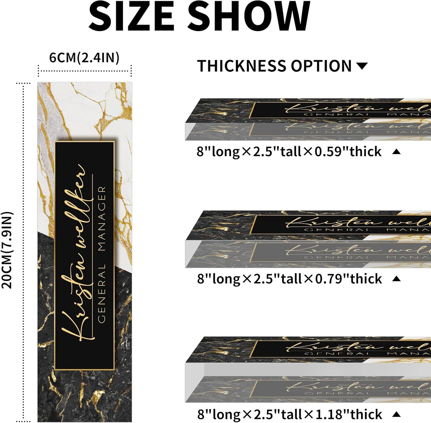 Desk Name Plate Personalized, Premium Marbling Acrylic Desk Name Plate, Personalized Name Plate for Desk, Office Decor for Women or Men Coworkers, Boss, Employee, Teacher