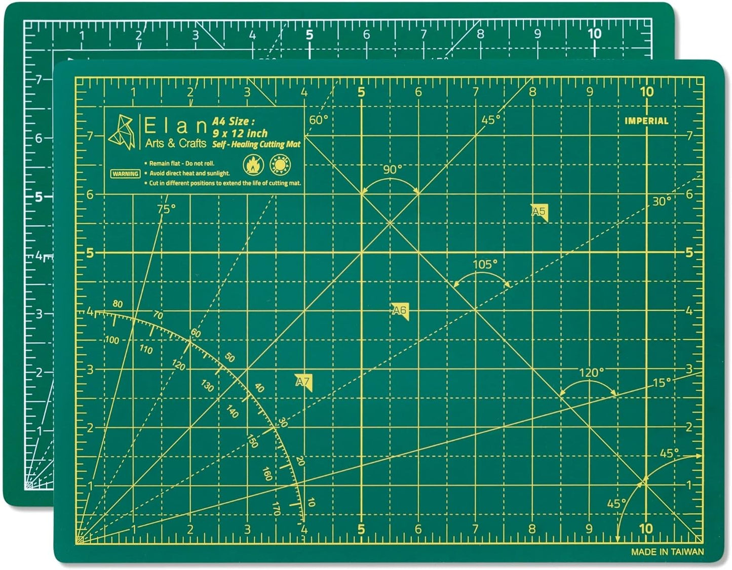 Elan Cutting Mat A4 Green, Self Healing Cutting Mat 9x12 Inch, 5-Ply Craft Board Green, Hobby Board for Crafts 9x12 Inch