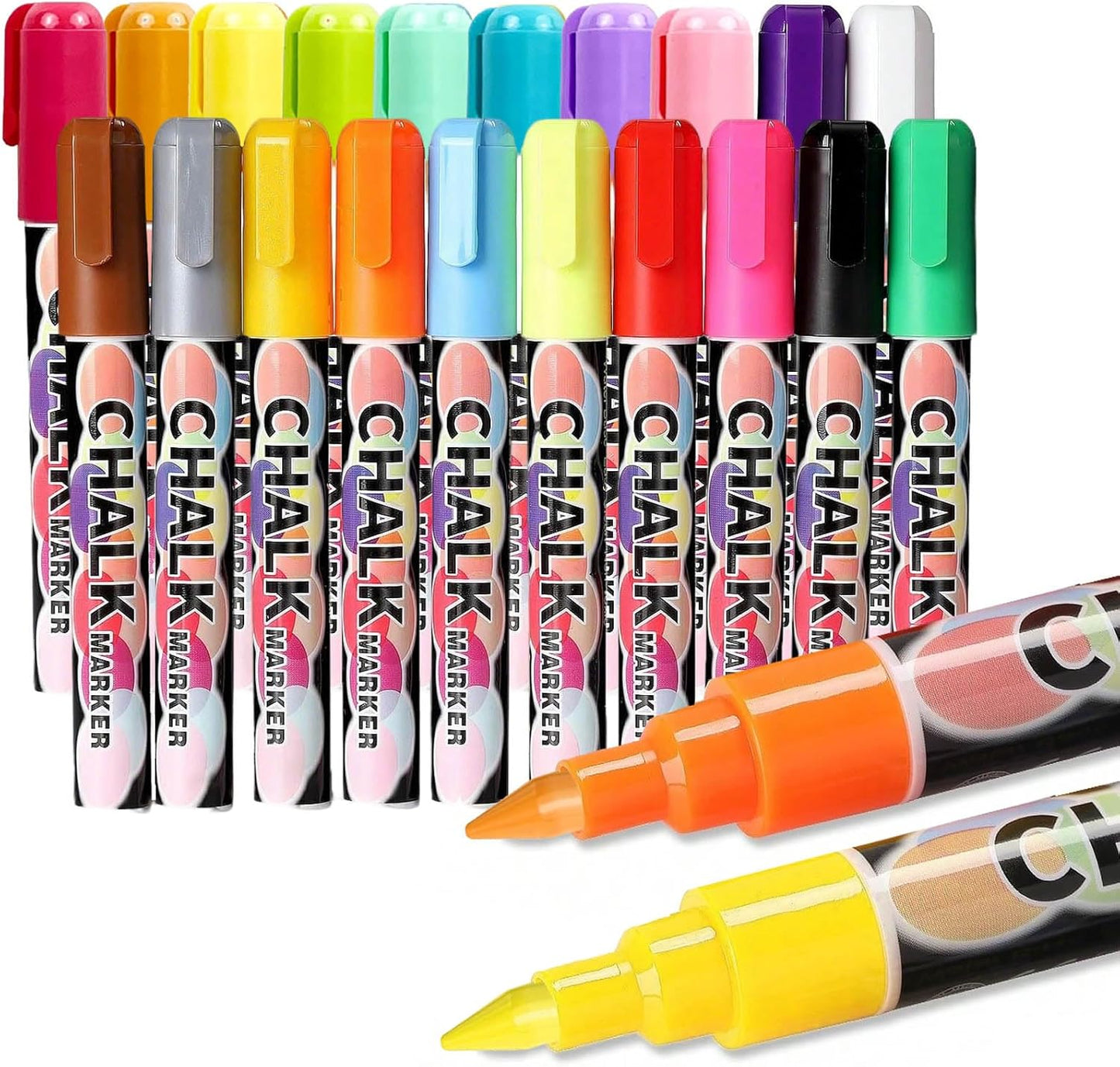 Extra Fine Tip Liquid Chalk Markers for Chalkboard, 20 Colors Window Liquid Chalk Marker Pens with 1mm Fine Tips, Washable Erasable Wet Erase Marker Pens Set for Bistro, Car Glass, Poster, Blackboard