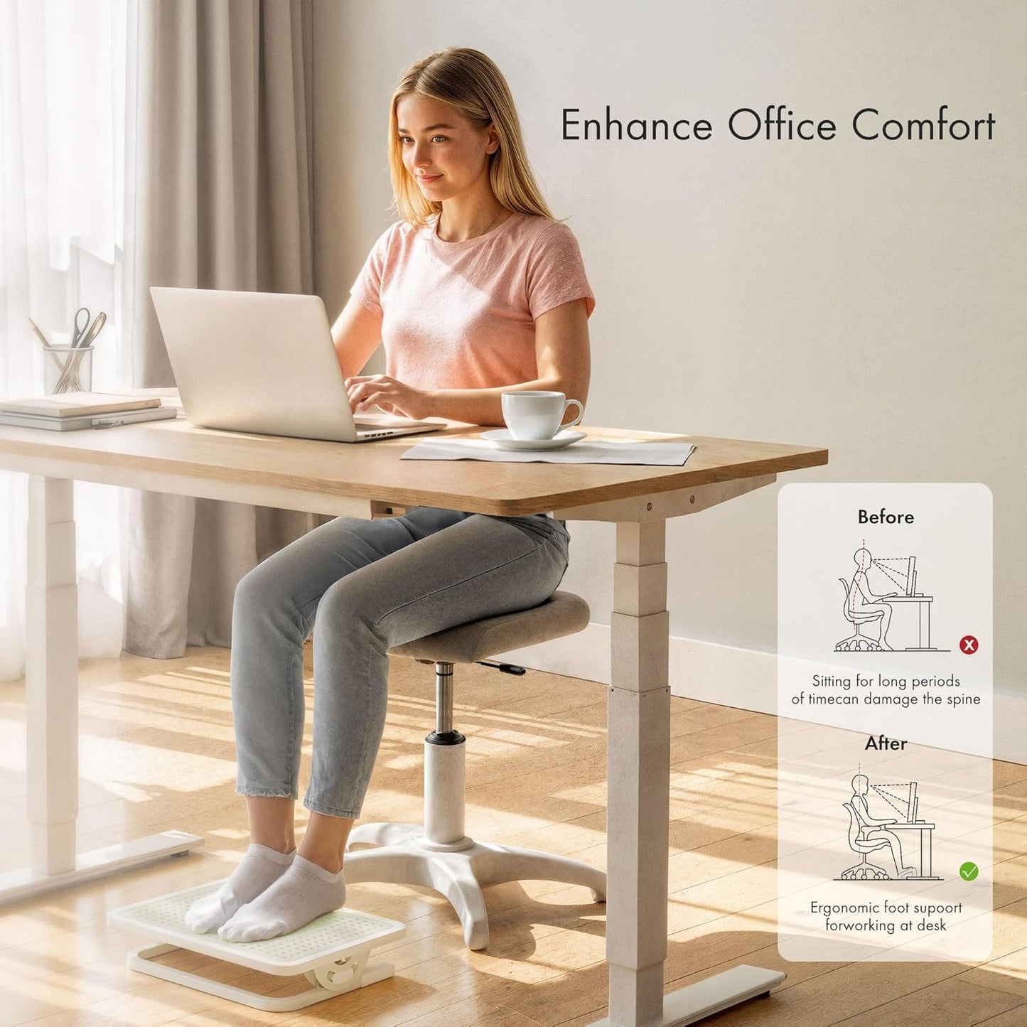 EUREKA ERGONOMIC Tilt Adjustable Footrest, Foot Rest for Under Desk at Work with Massage Surface, Office Foot Rest Under Desk with 20 Degree Tilt No Locking, Metal Frame