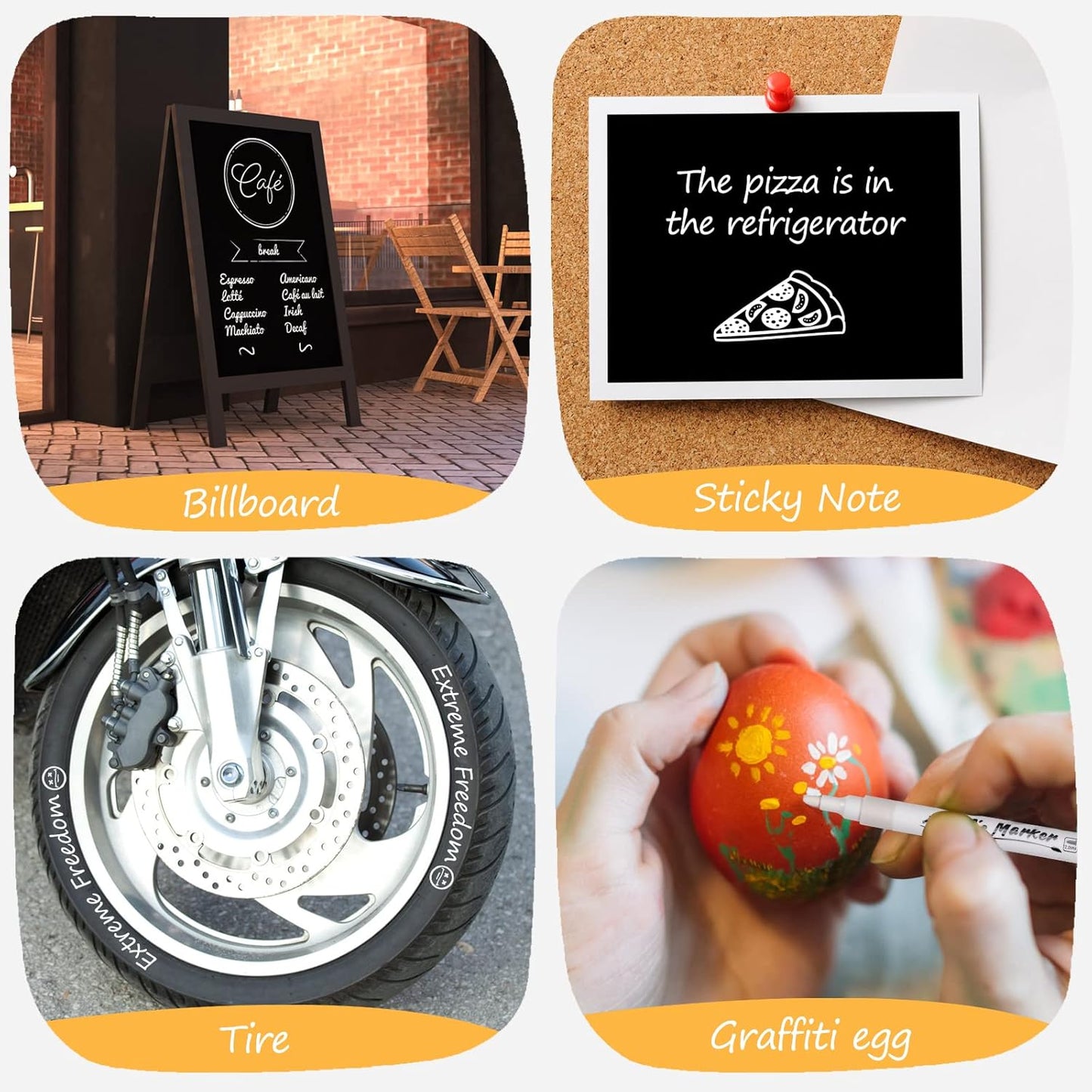 White Markers Pen, 8 Pack Paint Pens, Fine Tip Acrylic White Permanent Markers for Sketching, Drawing, Wood, Rock, Tyres, Plastic, Leather, Glass, DIY Painting