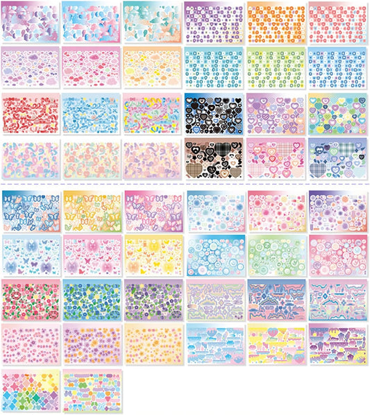 Doraking 50 Sheets Sticker Book, Self Adhesive Laser Love Cute Stickers for Arts Craft Greeting Cards Scrapbook Home Decoration DIY Deco Stickers(B)