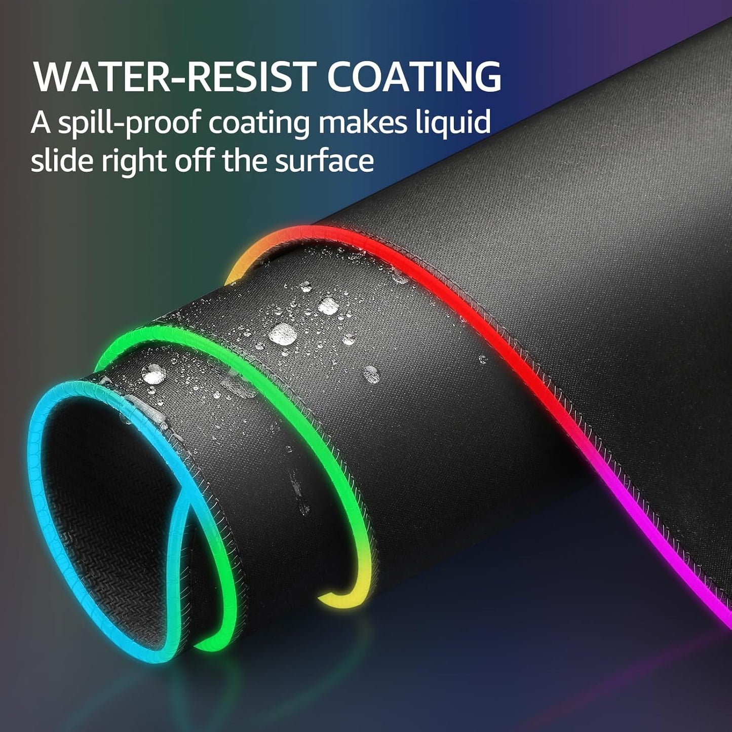 KTRIO RGB Large Gaming Mouse Pad with Stitched Edges, LED Extended Mousepad with Superior Micro-Weave Cloth, Non-Slip Base, Water Resist Keyboard Pad, Desk Pad for Gamer, Office & Home, 35.4 x 15.7 in