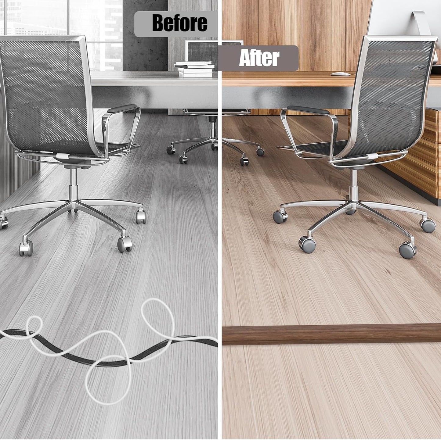 Floor Cord Cover Cable Cavity Self Adhesive Cord Hider Floor 10FT Floor Cable Management Power Cord Protector Floor Electric Cord Covers for Offices, Gym, Exhibitions (Misty Brown Wood, 1.97" x 10')