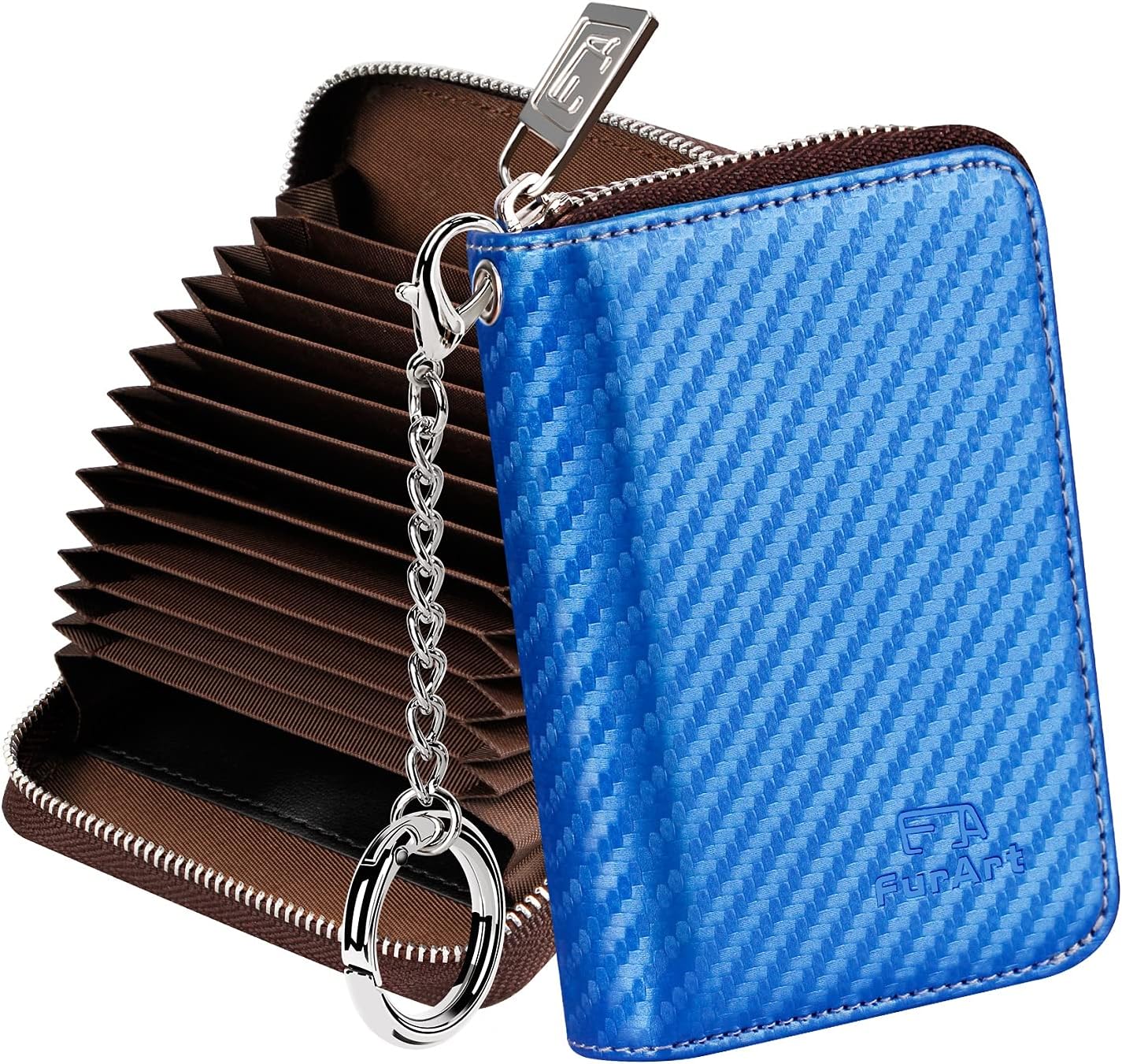 FurArt Zipper Wallet Women, RFID Blocking Credit Card Wallet, Business Card Holder, Compact Size KeyChain Wallet