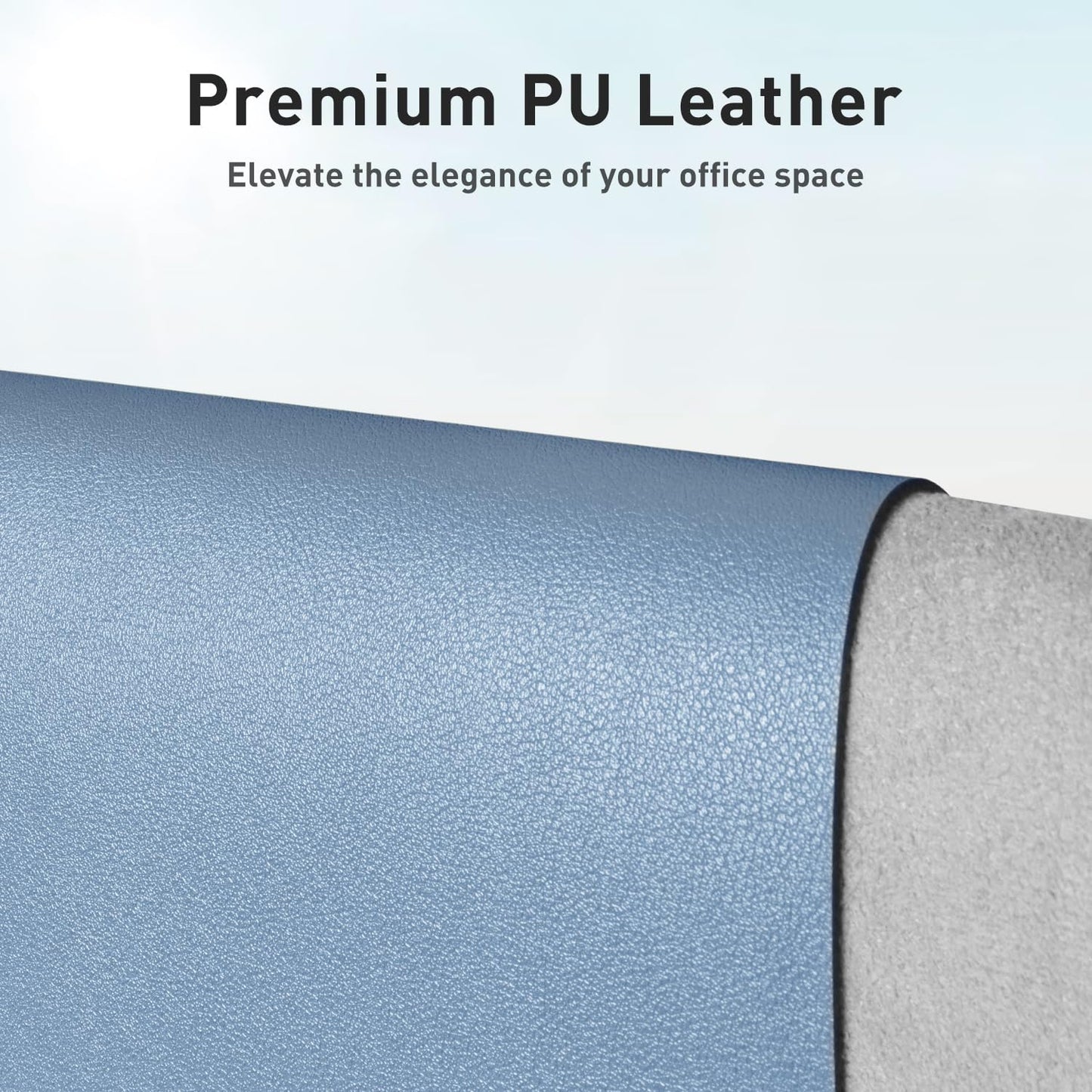 Aothia Leather Desk Pad Protector, Office Desk Mat, Large Mouse Pad, Non-Slip PU Leather Desk Blotter, Laptop Desk Pad, Waterproof Desk Writing Pad for Office and Home (48"x17", Denim Blue)