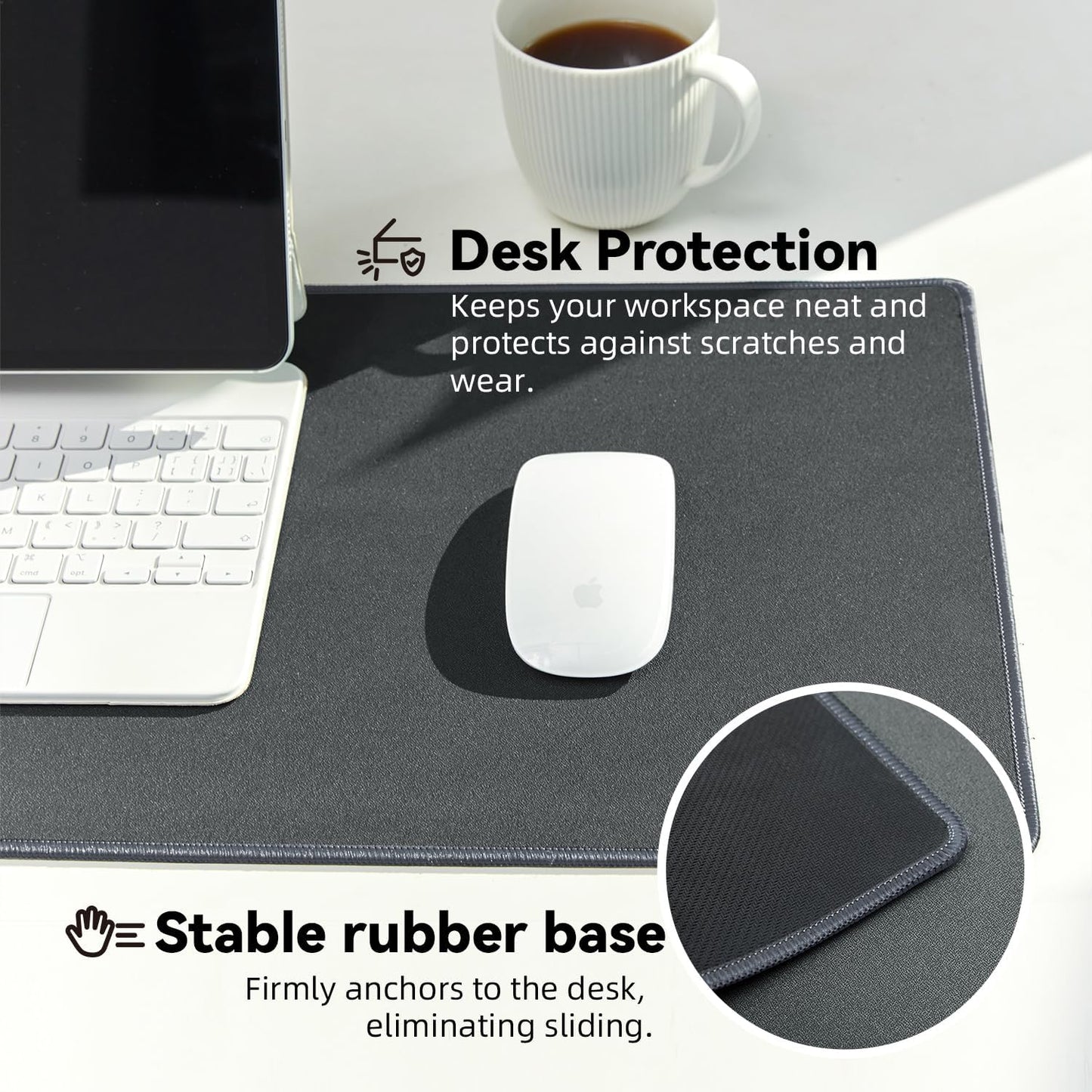 Waterproof Large Gaming Mouse Pad with Durable Stitched Edges, Non-Slip Rubber Base, Smooth Surface Mouse Mat Desk Pad for Home Office Gaming, 27.5"x11.8"x0.08", Dark Gray