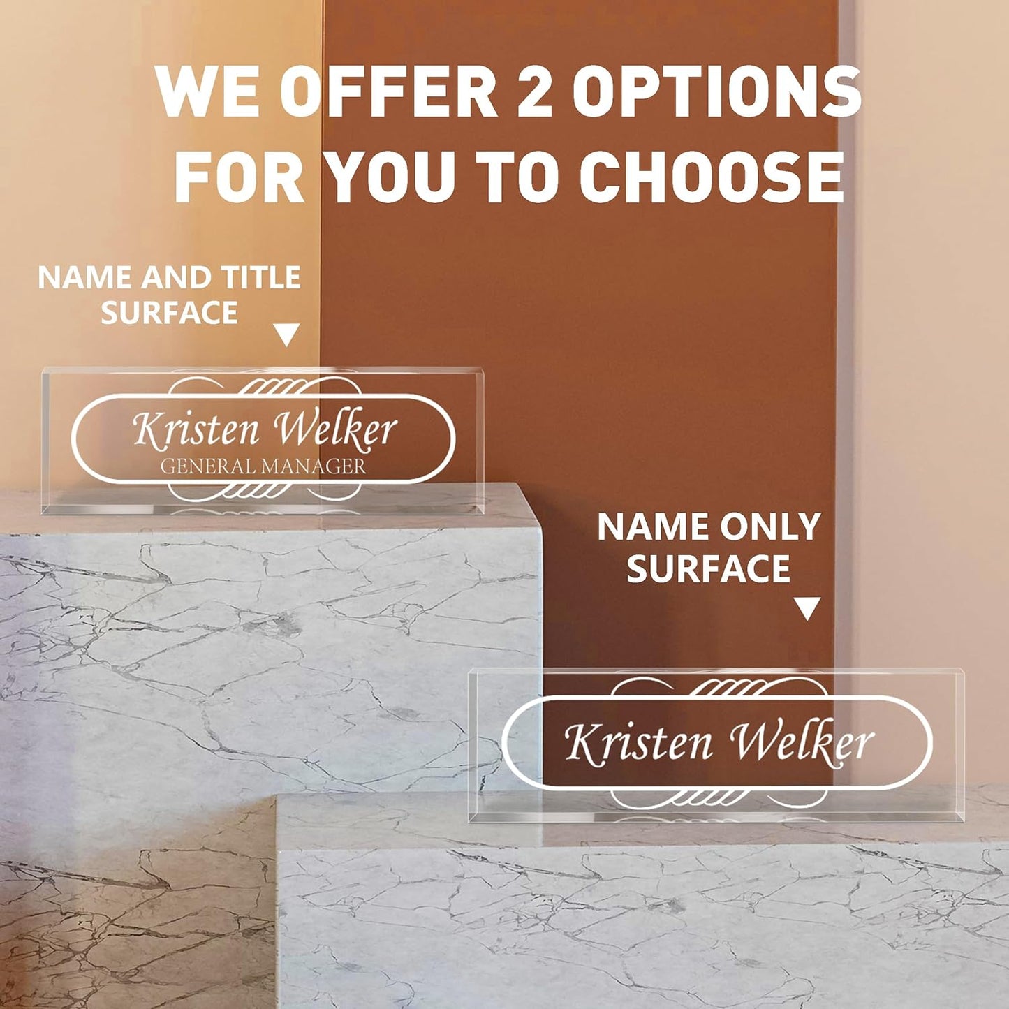 Gowellly Desk Name Plate Personalized - Custom Acrylic Name Plate for Desk - Enterprise Custom Logo/Text nameplates - Employee Appreciation Gifts (engrave-8)