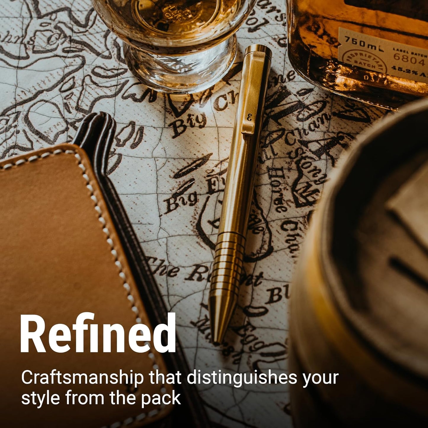 Everyman Brass Grafton Mini Twist EDC Pen with Refillable, Pocket-Size Metal Body, Luxury Mini EDC Ink Pen, Cartridge Compatible Design, Ideal Gift for Office, Business, Executive