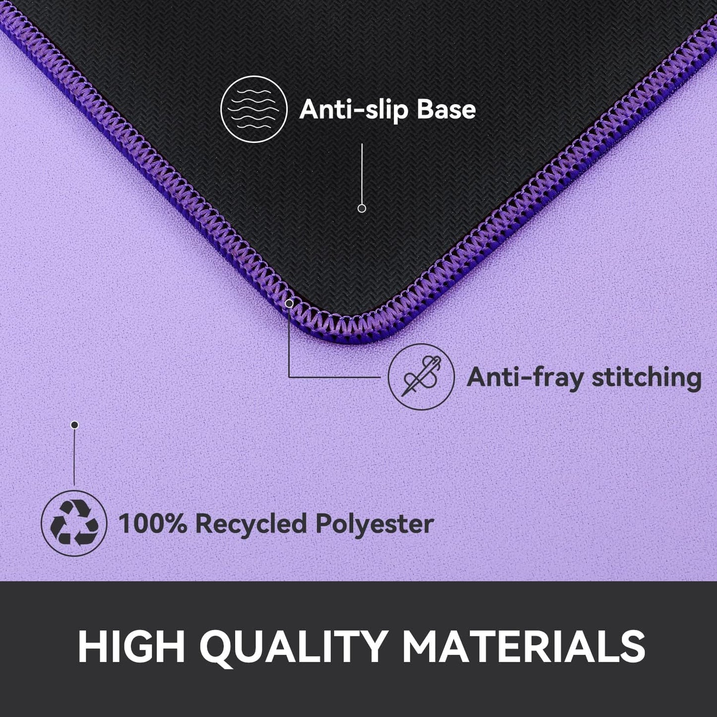 Waterproof Large Gaming Mouse Pad with Durable Stitched Edges, Non-Slip Rubber Base, Smooth Surface Mouse Mat Desk Pad for Home Office Gaming, 31.5"x11.8"x0.12", Lavender Purple