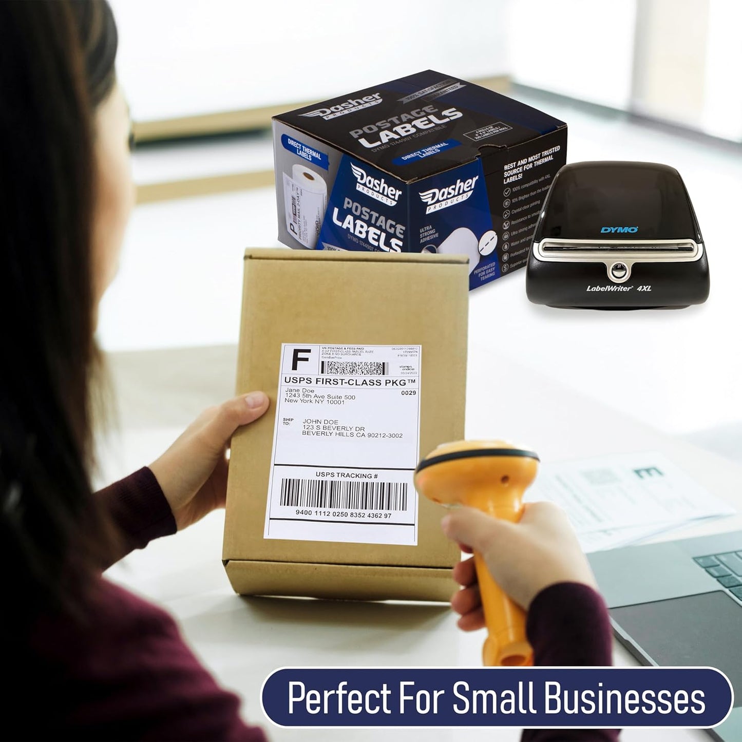 Dasher Products Thermal Shipping Labels Compatible with Dymo LabelWriter 4XL 1744907 4x6 Internet Postage Labels, Water Resistant, Strong Adhesive, Perforated, 220 per Roll, NOT for 5XL (4 Pack)