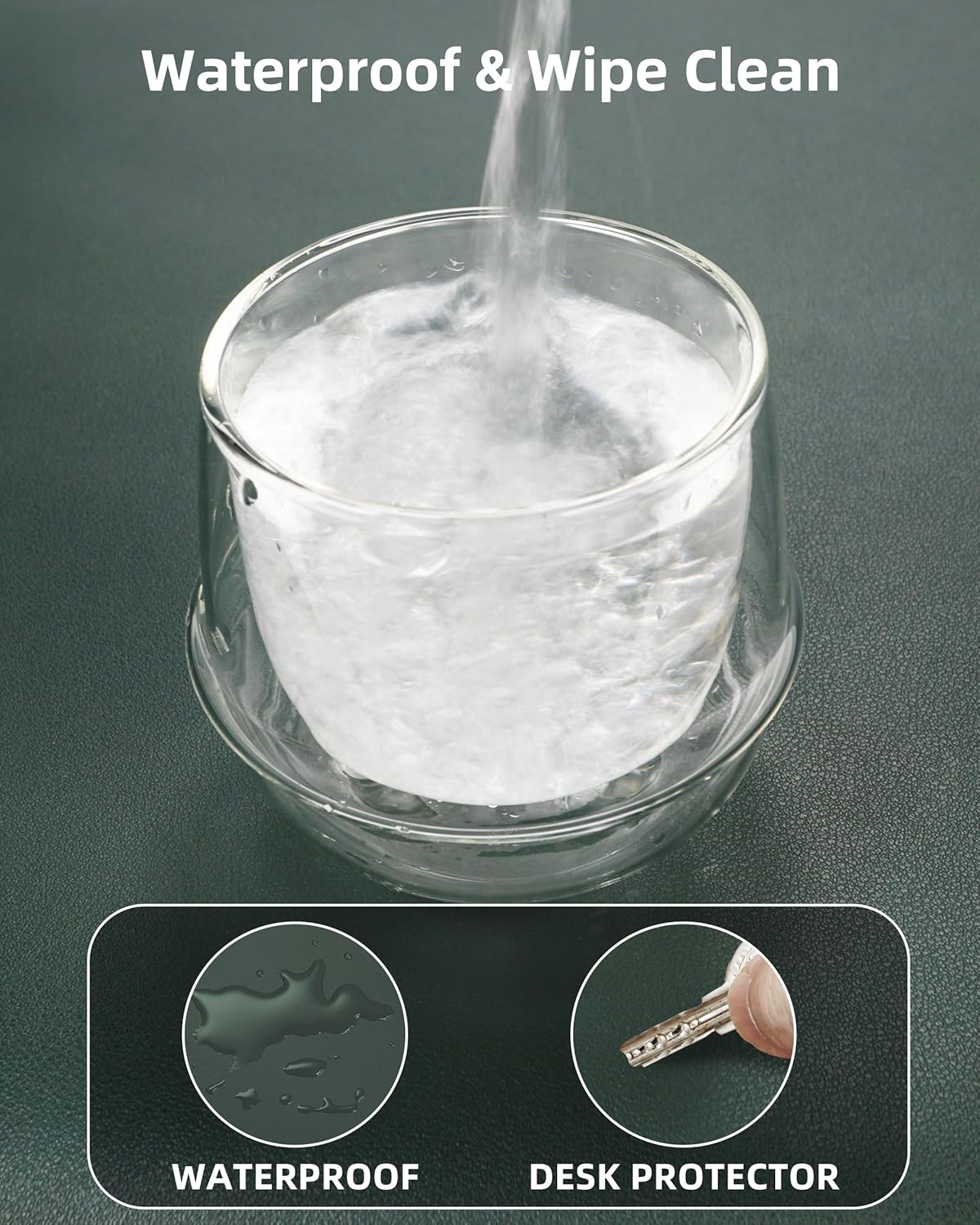 Desk Pad Mat - Leather Desk Pad Protector for Office and Home - Desk Organization and Accessories - Ideal for Large Mouse Pad and Desk Mats on Top of Desks(Dark Green,31.5" x 15.7")