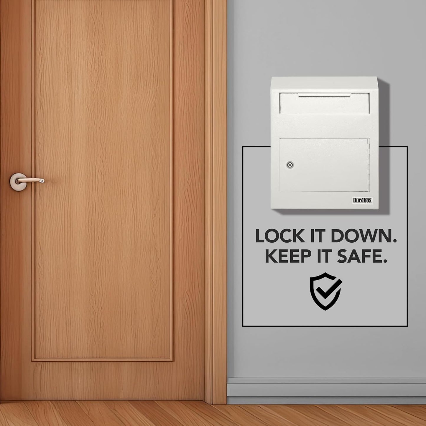 Drop Box Deposit Safe 12 x 4 x 15” Heavy Duty Steel Wall Mount Mailbox for Mail, Letters, Checks, Keys, Cash and more for Home, Office & Commercial Use (W500) (Gray)