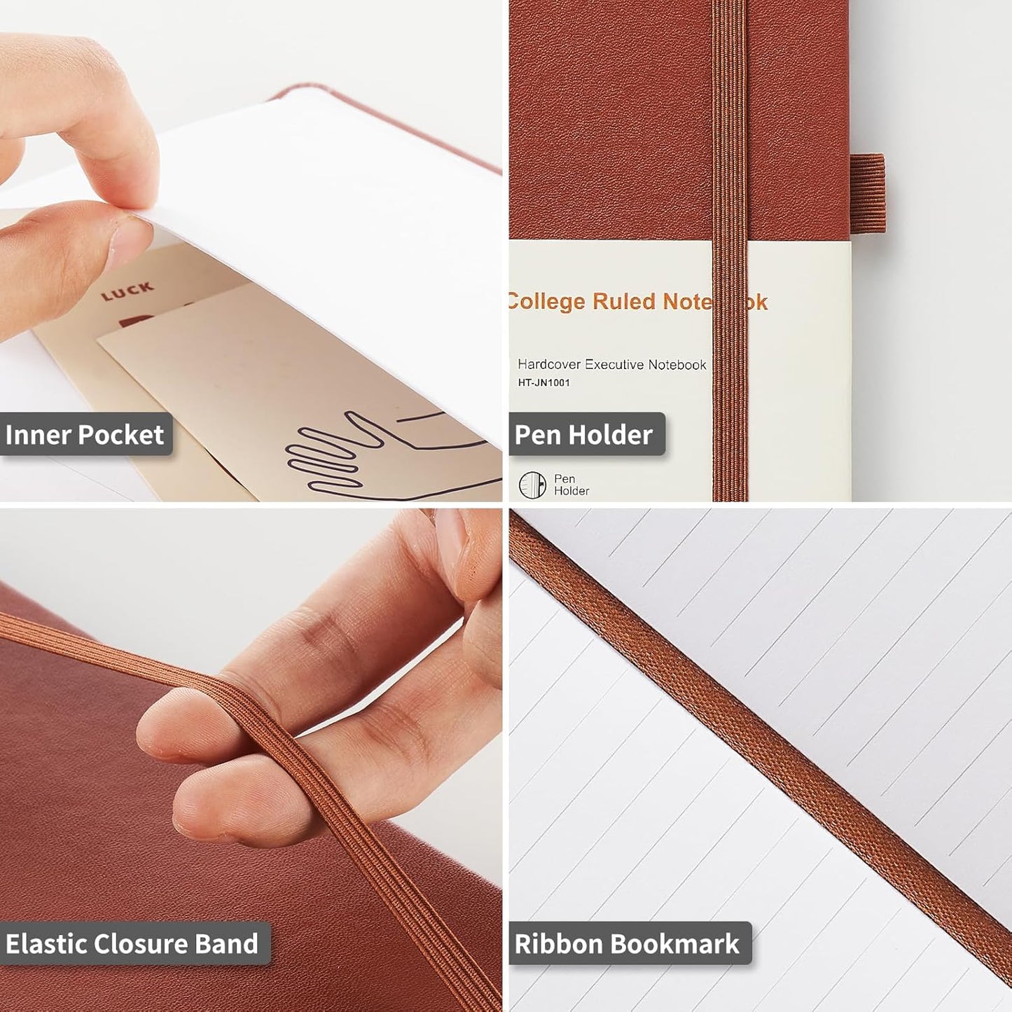 Hardcover Notebooks, A5 Lined Journals Notebook for Writing 160 Pages, 8.2 x 5.5 inch, Classic Ruled Notebooks for College/Work/Travel(Brown 1 Pack)