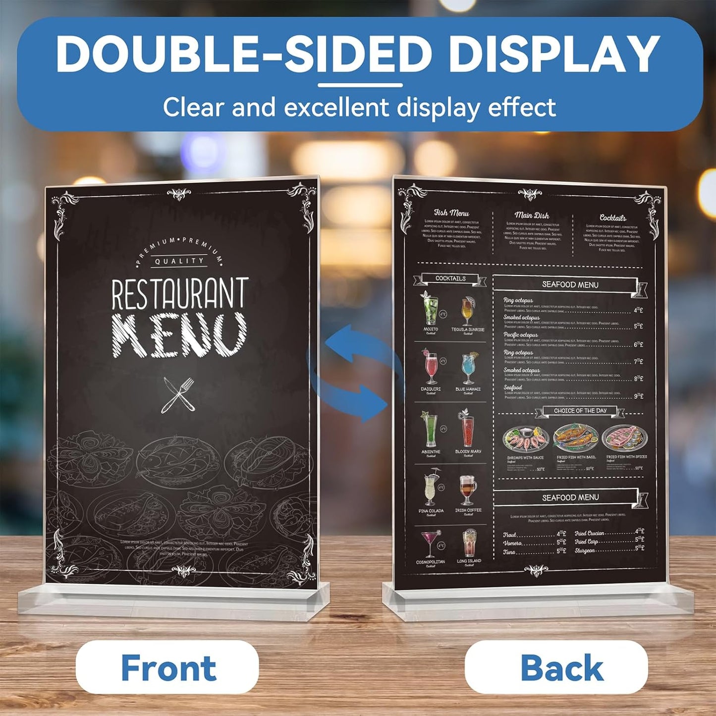 Daofary 3 Pack Acrylic Sign Holder 8.5 x 11 Clear Display Table Signs Stand, Double Sided T Shape Flyer Holder Plastic for Picture Paper Frame Holder Home Office Menu Retail Show Fair, transparent