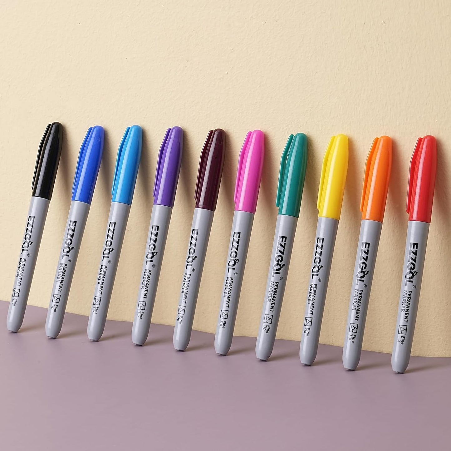 40 Pack 10 Colors Fine Tip Permanent Markers, Each Color With 4 Pack Waterproof Markers, Premium Smear Proof Pens, Quick Drying, Office Supplies for School, Office, Home