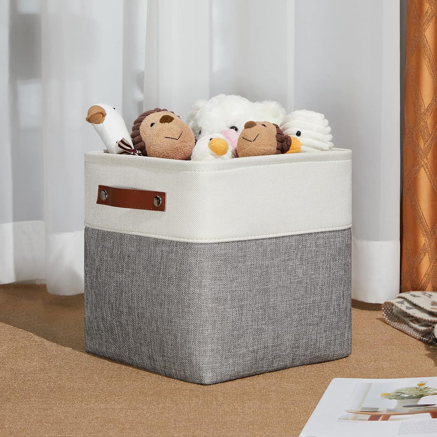 DULLEMELO 11 Inch Cube Storage Bins Fabric Storage Cubes 4 Pack Foldable Cube Storage Baskets for Cube Organizer, Cube Storage Organizer Bins for Home Office Organizer Closet, Shelves, Toy, Nursery