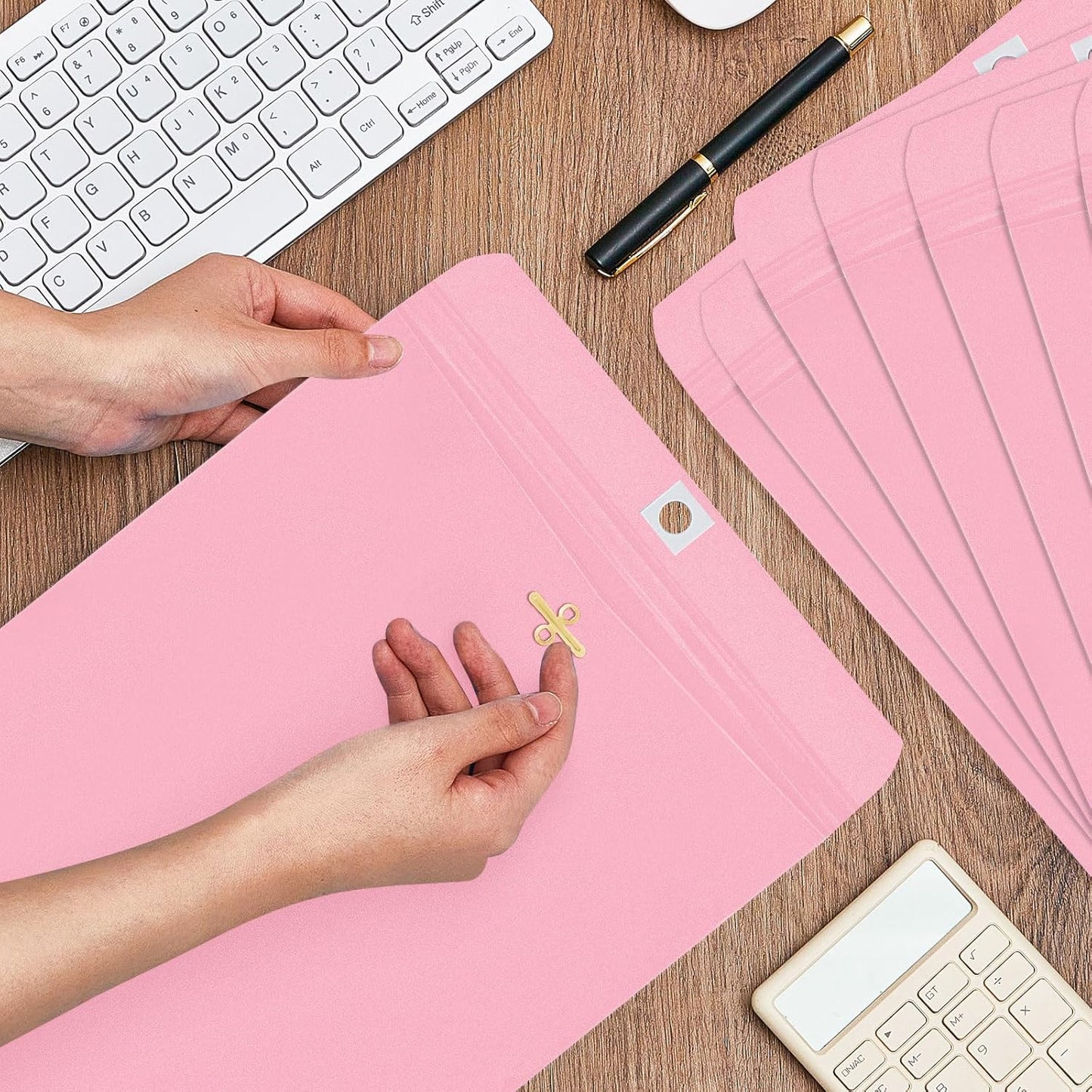 Geyee 100 Pcs Clasp Manilla Envelopes 9 x 12 Inch Gummed Colored Envelopes for Storing or Mailing for Home Office Business Supplies(Cherry Color)