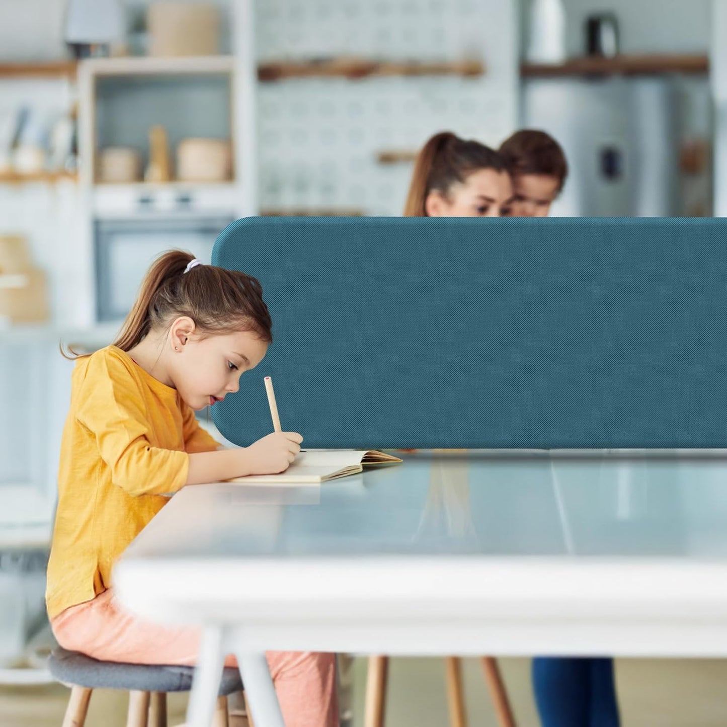 DECOLAB Desk Dividers, Desk Privacy Panel Shield Board for Student, Office, Classroom, Home, Free Standing Scratch Resistance, 48"x18", Sapphire