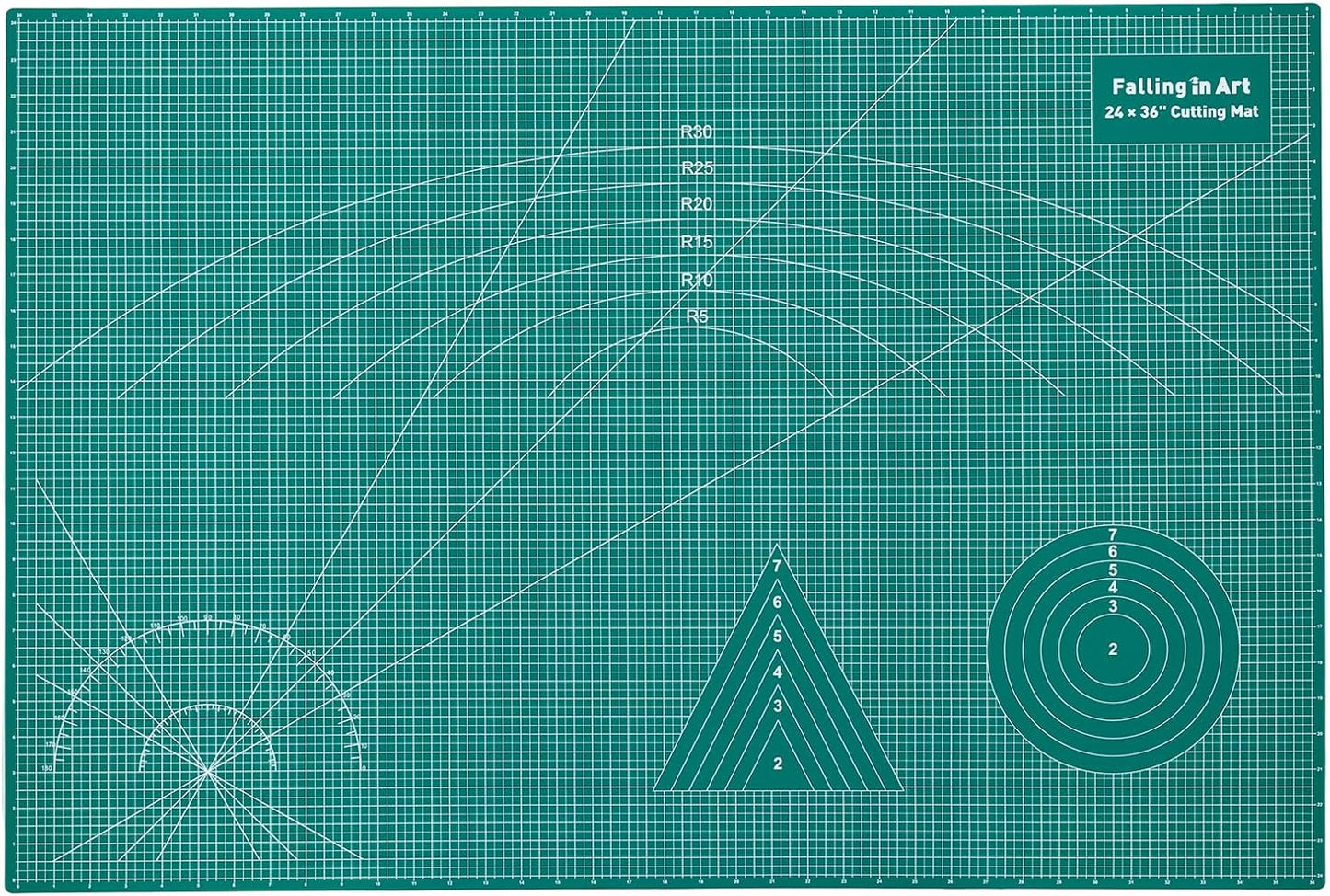 Falling in Art Self Healing Cutting Mat, 24x36" Cutting Mats for Sewing, Double-sided 5-Ply Fabric Cutting Board for Crafting, Quilting and Sewing Projects, Green