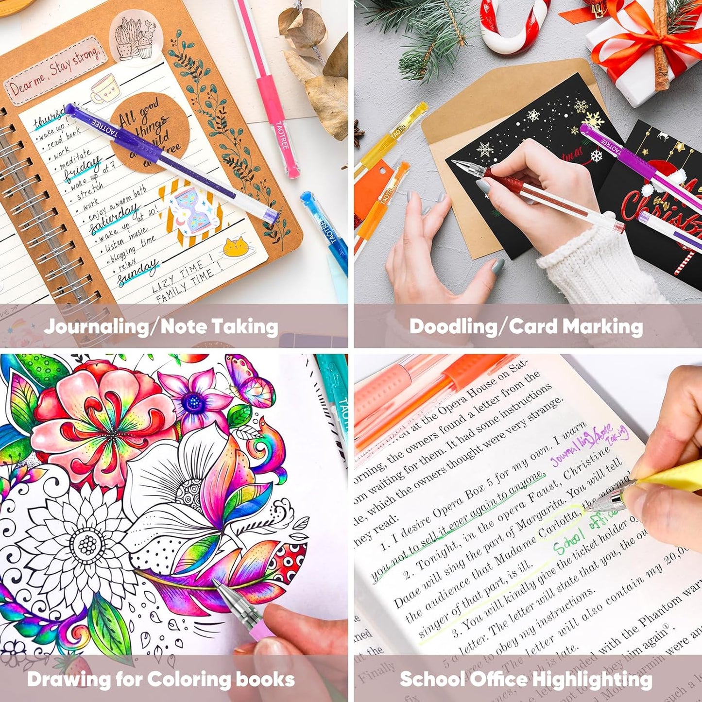 Taotree Glitter Gel Pens, 32 Colors Neon Glitter Pens Fine Tip Art Markers Set 40% More Ink Colored Gel Marker for Adult Coloring Book, Kids Drawing Art Supplies, Scrapbook, Journaling, Sparkle Gifts