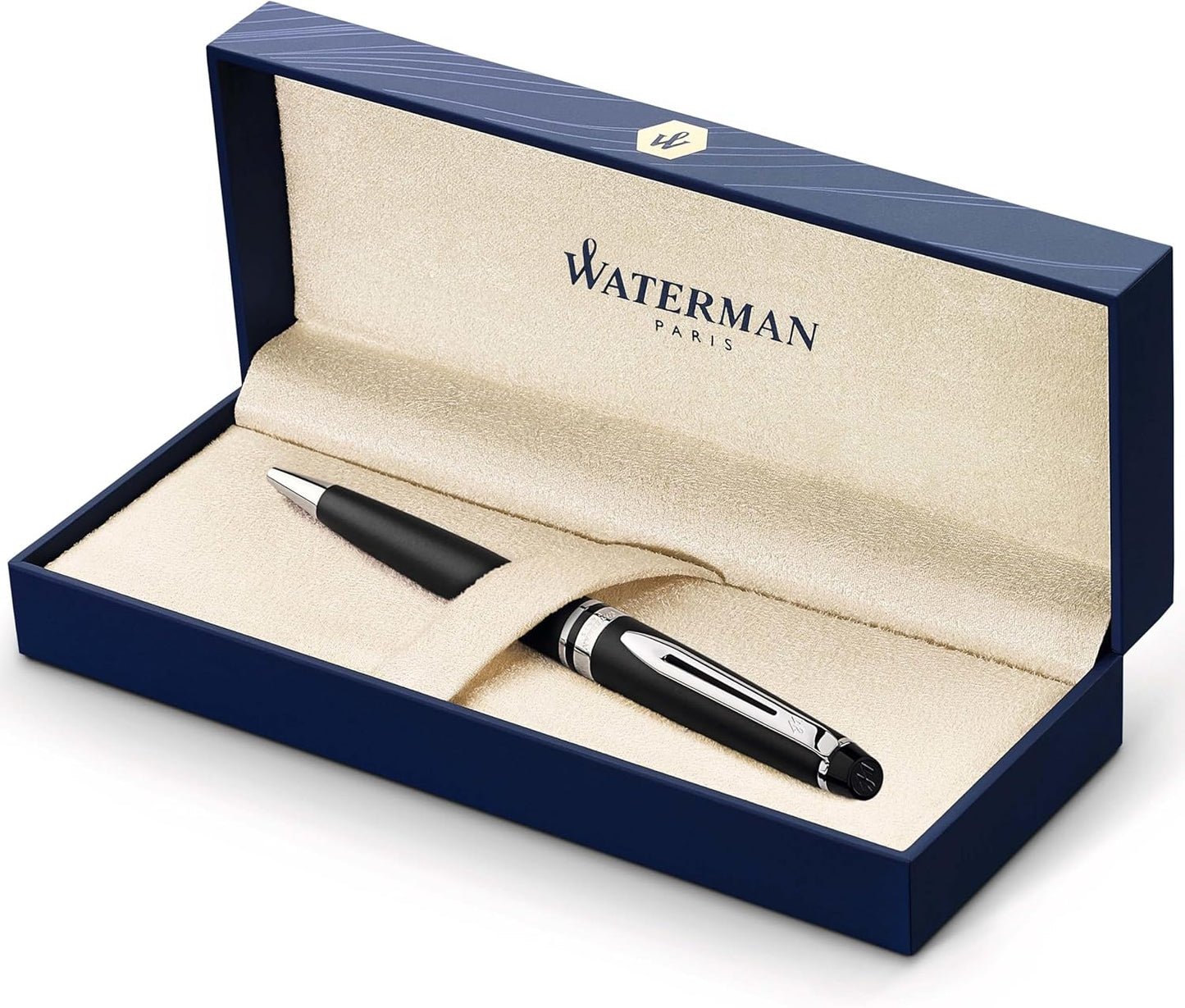 Waterman Expert Ballpoint Pen, Matte Black CT, Medium Nib, Blue Ink