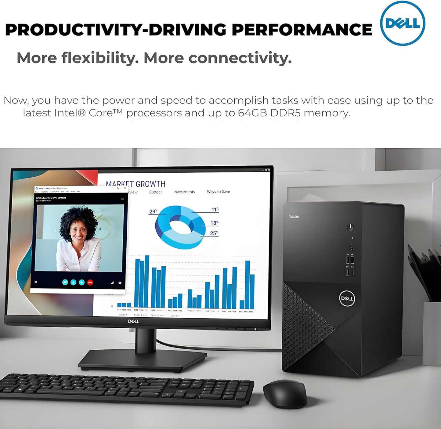 Dell Desktop Computers Tower PC for Home Business Student, 14th Gen Intel Core i5-14400 (Beat i7-13620H), 16GB DDR5 RAM, 512GB PCIe SSD, WiFi Adapter, DisplayPort, HDMI, Type-C, Windows 11 Pro