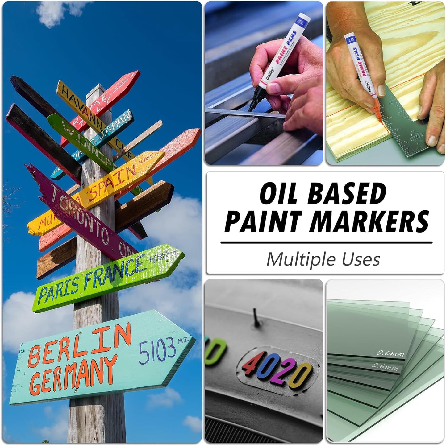 Purple Paint Markers, 5 Pack Oil-Based Waterproof Quick Dry Permanent Paint Pen Set for Rocks Painting, Wood, Fabric, Plastic, Canvas, Glass, Mugs, Metal, Tire, Stone, DIY Craft