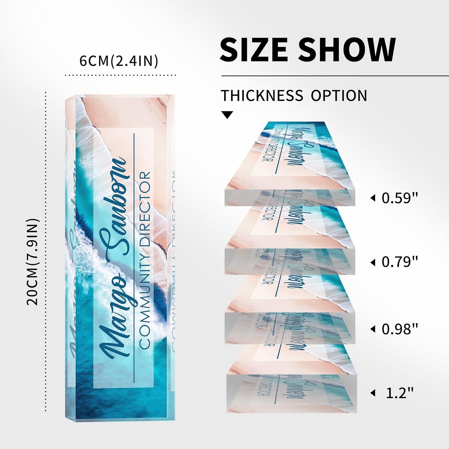 Custom Name Plate for Desk, Desk Name Plate Personalized Office Desk Decor for Women and Men, Employee Appreciation Gifts Office Gifts for Boss, Manager, Teacher, Nurse (Beach Walk)