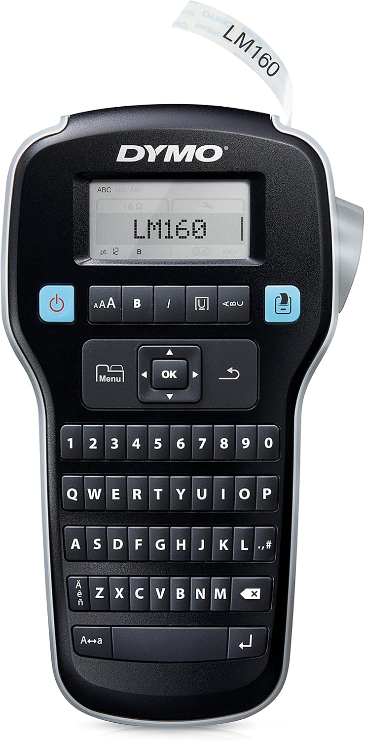 DYMO Label Maker LabelManager 160 Portable Label Maker, Easy-to-Use, One-Touch Smart Keys, QWERTY Keyboard, Large Display, for Home & Office Organization, Black
