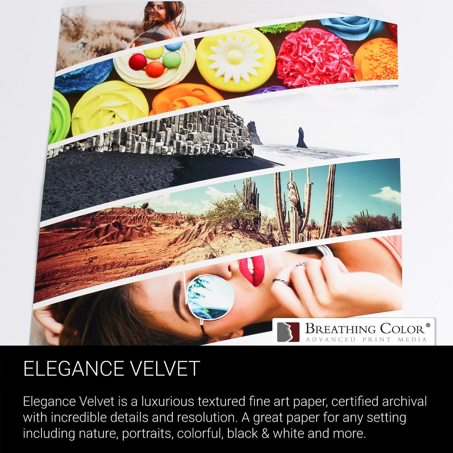 Elegance Velvet 24 in x 40 ft roll is a Premium Matte 310 gsm, Cold Pressed Bright White Museum Grade Fine Art Inkjet Paper, Compatible with Most Dye-Based and Pigment Printers