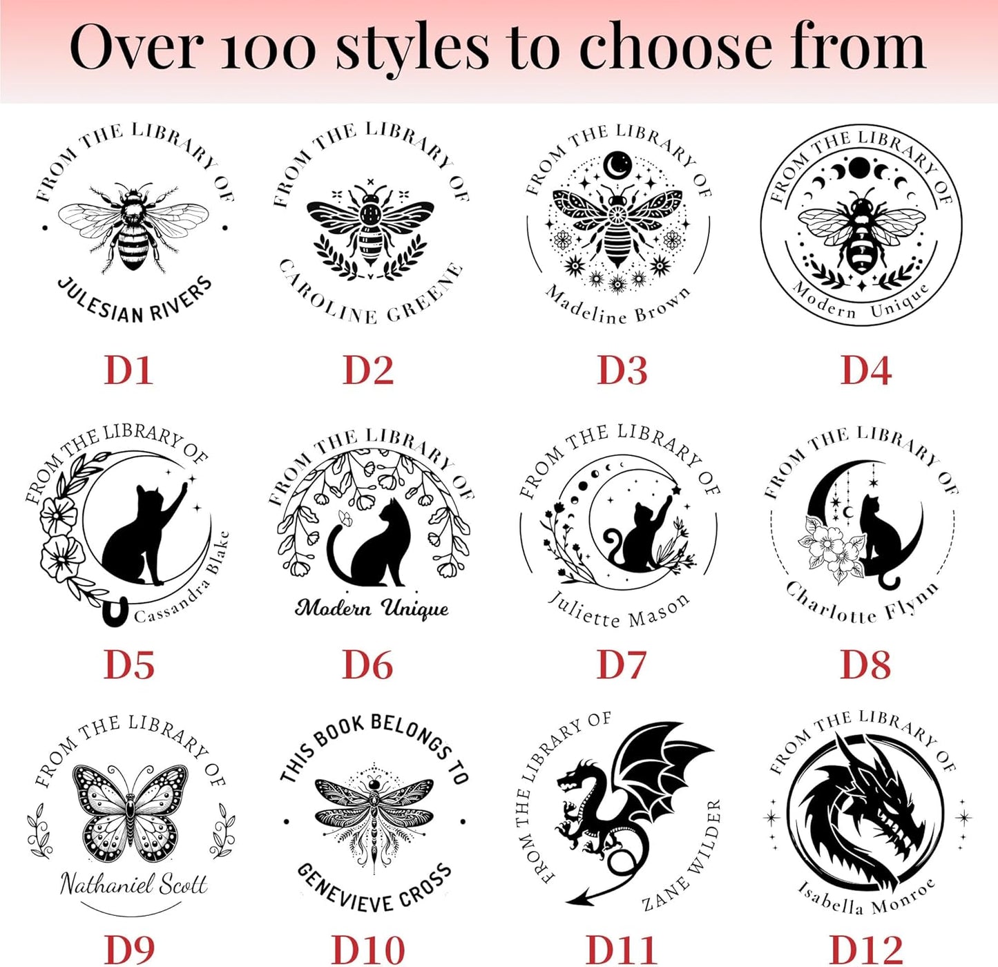 Easycosy Personalized Book Embosser | Custom Embosser & Stamps from The Library of | Book Stamp Personalized with Your Name & Choice Birthday Gifts for Book Lover(Animal 3)