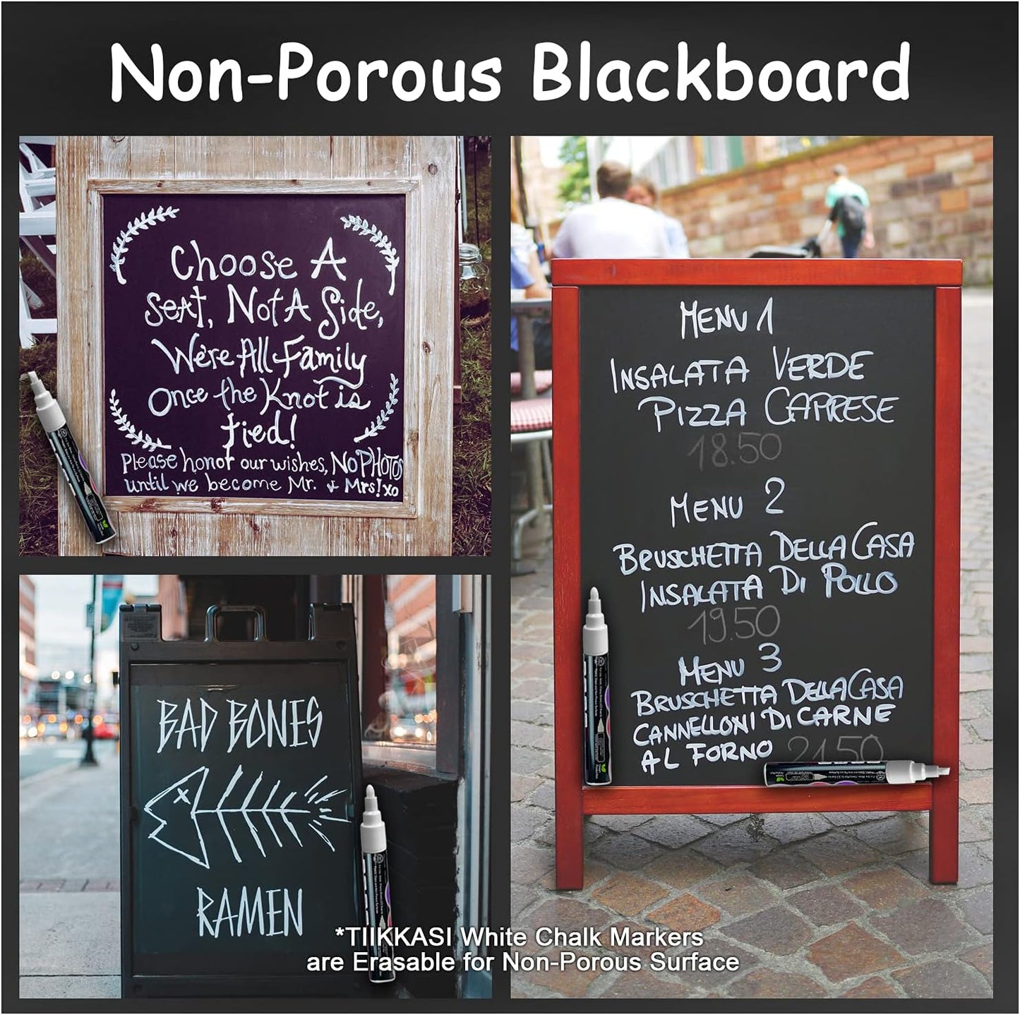 White Liquid Chalk Markers Set (8 Pack), 6mm Reversible Thick & Chisel Tip, Wet Erase Paint Pens for Non Porous Blackboard Chalkboard, Car Glass Windows, School Business Supplies