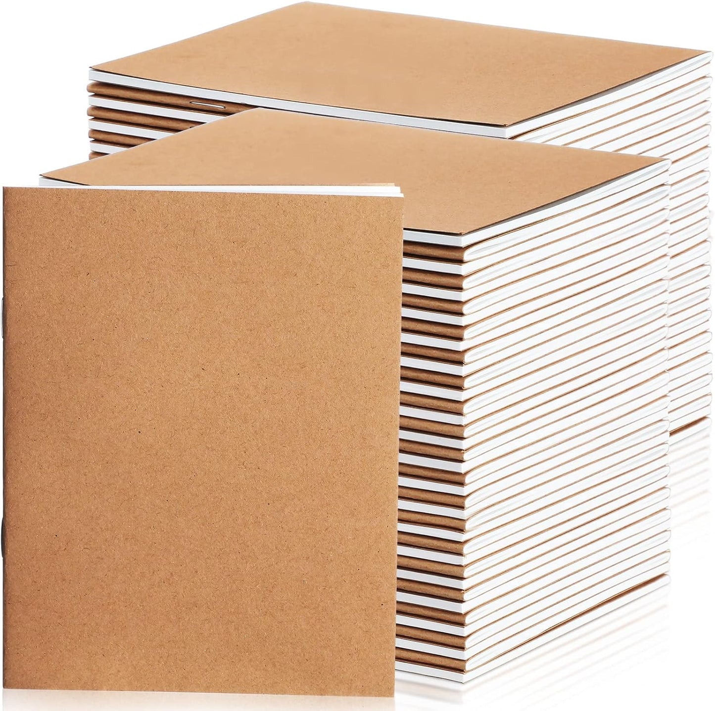 Epakh 100 Pack Mini Kraft Paper Notebook Bulk Small Blank Notebook Mini Unlined Pocket Journal Sketchbooks for Students School Writing, 48 Pages, 24 Sheets, 4.25 x 5.5 Inch (Brown)