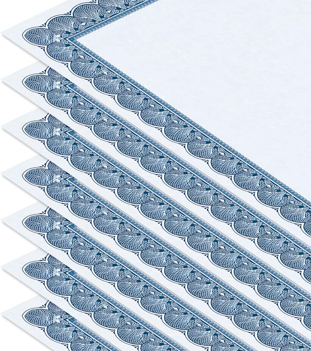 Elite Blue & Blue Parchment Certificate Papers - Pack of 10, Laser & Inkjet Printer Compatible, for Office, Business Awards, Graduation, School Diplomas, 8-1/2" x 11" on 60 lb. Text Stock