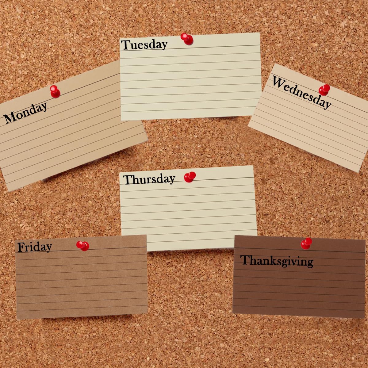 100 Sheets 3x5 Colored Ruled Note Cards Index Cards, 250 GSM Heavy Flashcards, 5 Brown