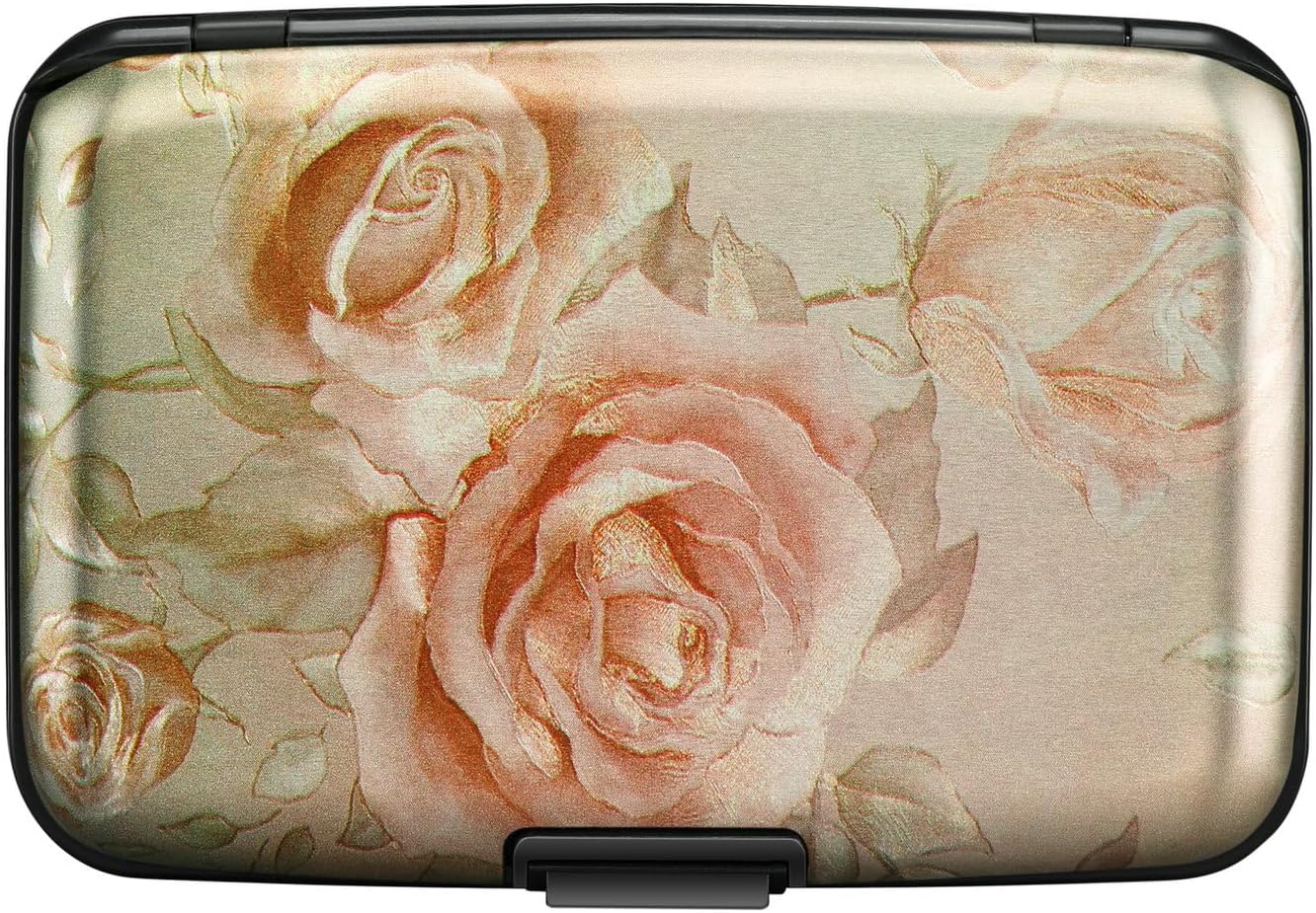 ELFISH Mini RFID Aluminum Wallet Credit Cards Holder Business Card Case Metal ID Case for Men Women(Champagne rose)