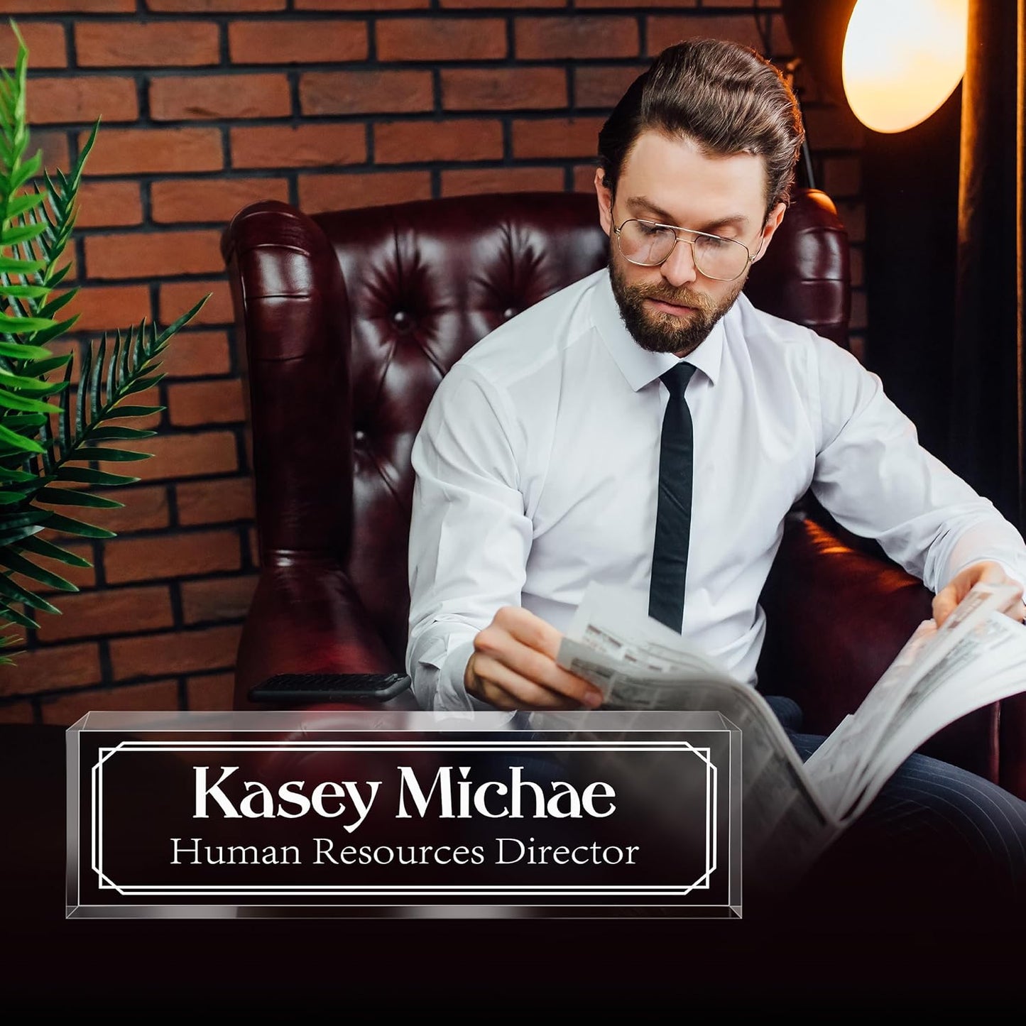 Personalized Name Plate for Desk - Custom Engraved Name Plates for Man - Boss Day Gifts for Boss - Acrylic Office Decor Appreciation Gifts for Teacher Nurse Coworker Social Worker (White-Engraved)